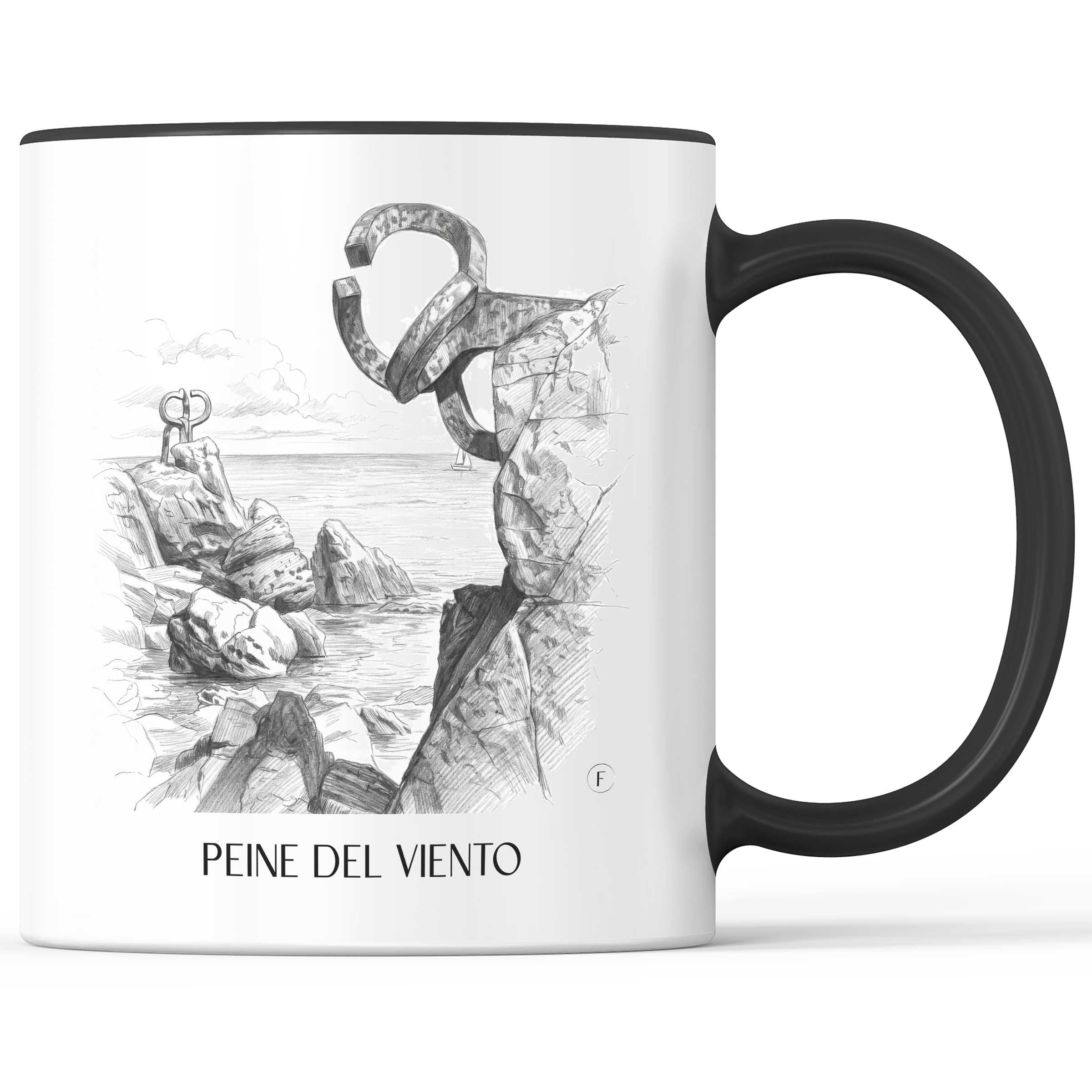 peine-del-viento-san-sebastián-spanien-kaffeebecher-bleistift-zeichnung-drawing