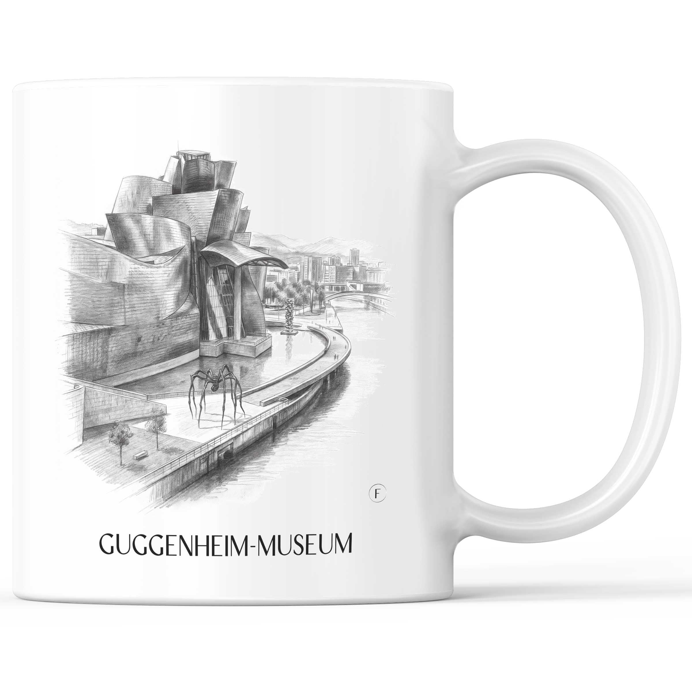 Guggenheim-Museum Kaffeebecher - Bilbao - Spanien Becher - Kaffeetasse im Zeichnung Stil