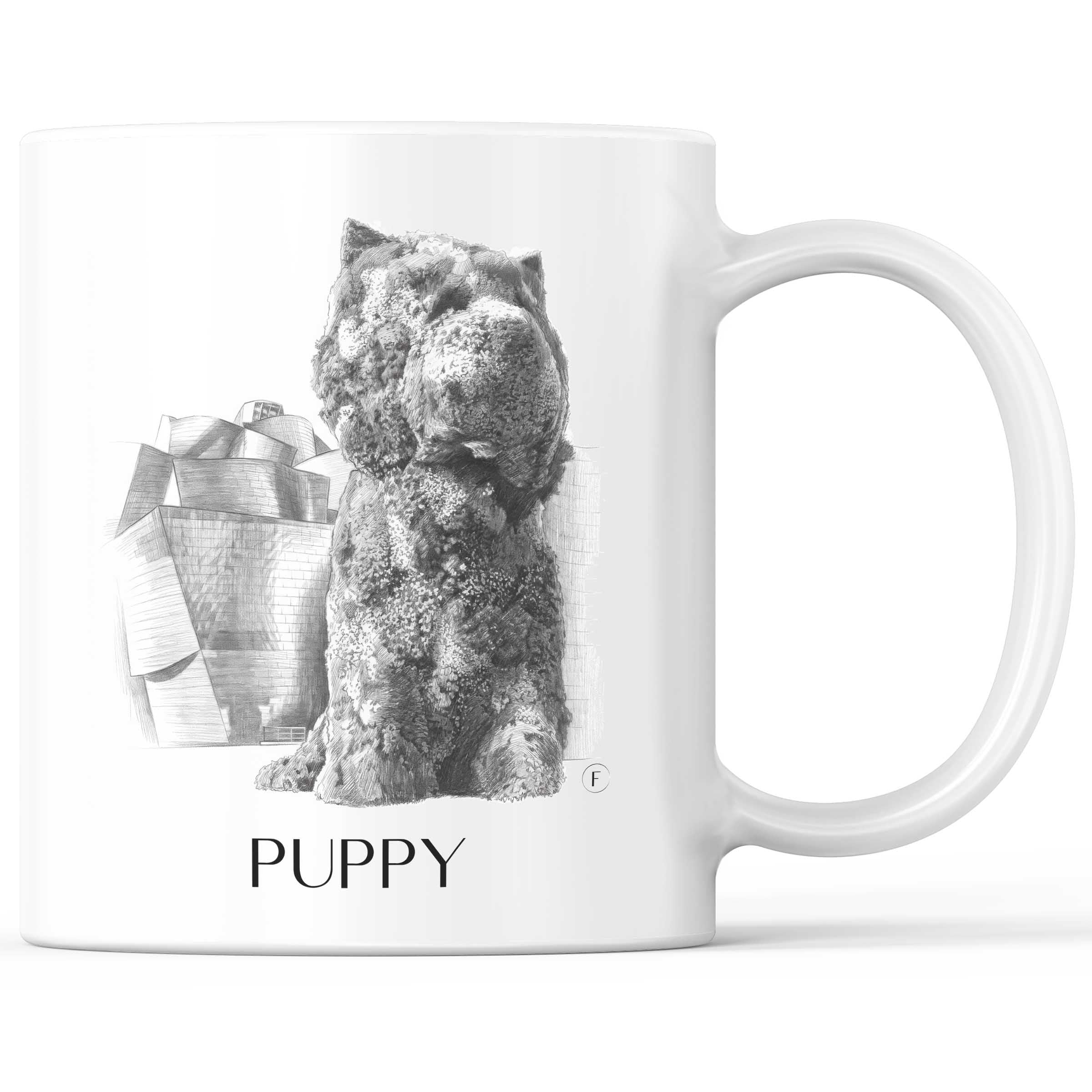 Puppy Kaffeebecher - Bilbao - Spanien Becher - Kaffeetasse im Zeichnung Stil