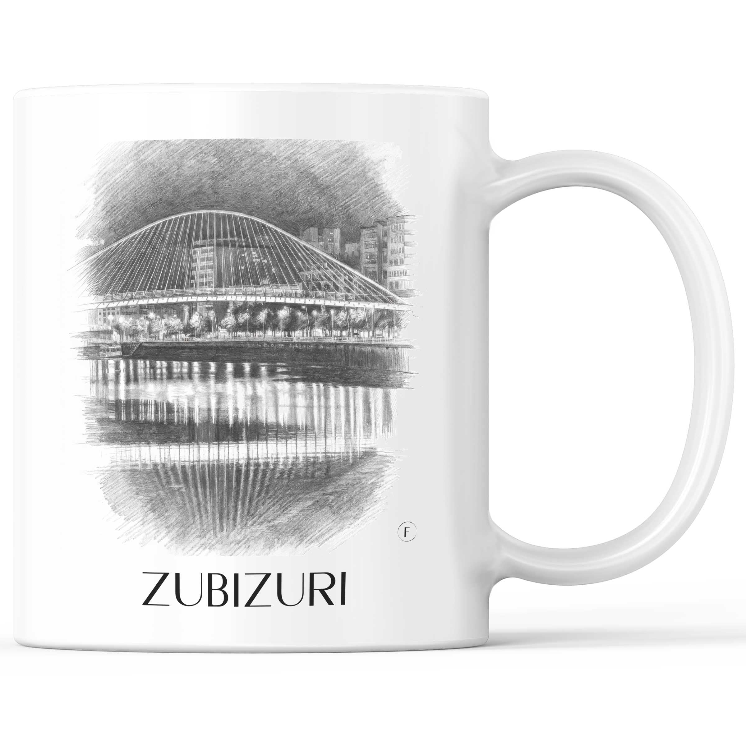 Zubizuri Kaffeebecher - Bilbao - Spanien Becher - Kaffeetasse im Zeichnung Stil