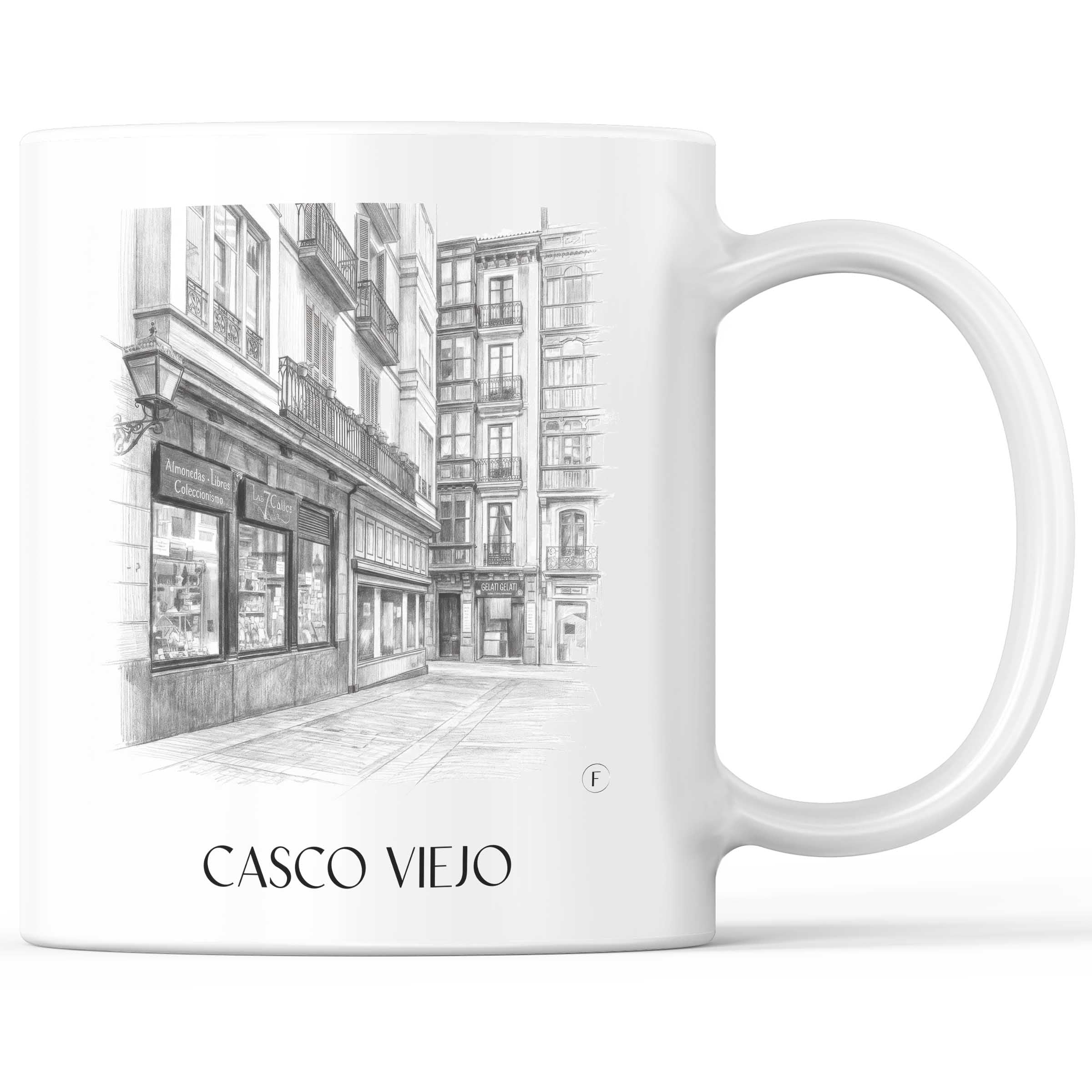 Casco Viejo Kaffeebecher - Bilbao - Spanien Becher - Kaffeetasse im Zeichnung Stil
