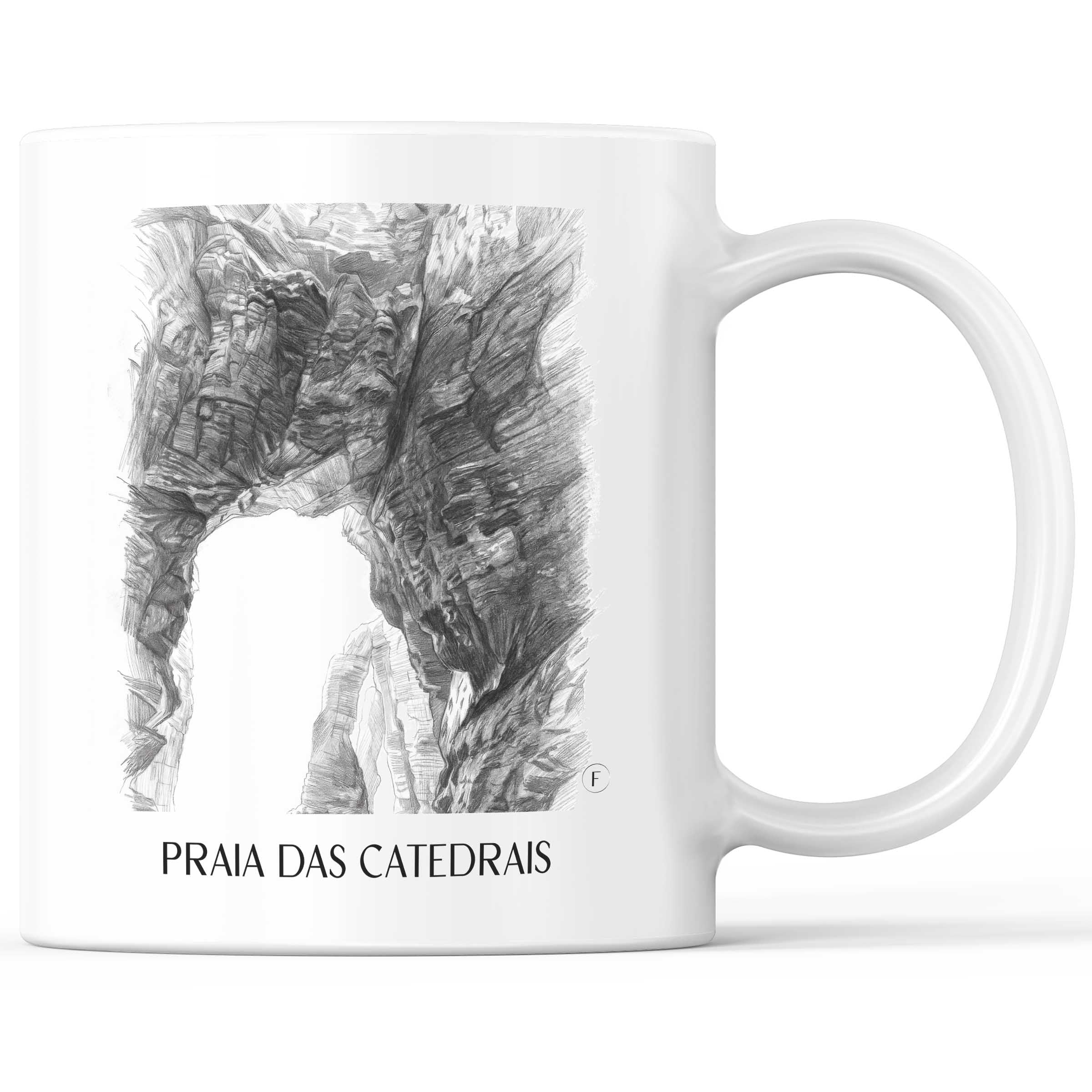 Praia das Catedrais Kaffeebecher - Spanien - Spanien Becher - Kaffeetasse im Zeichnung Stil