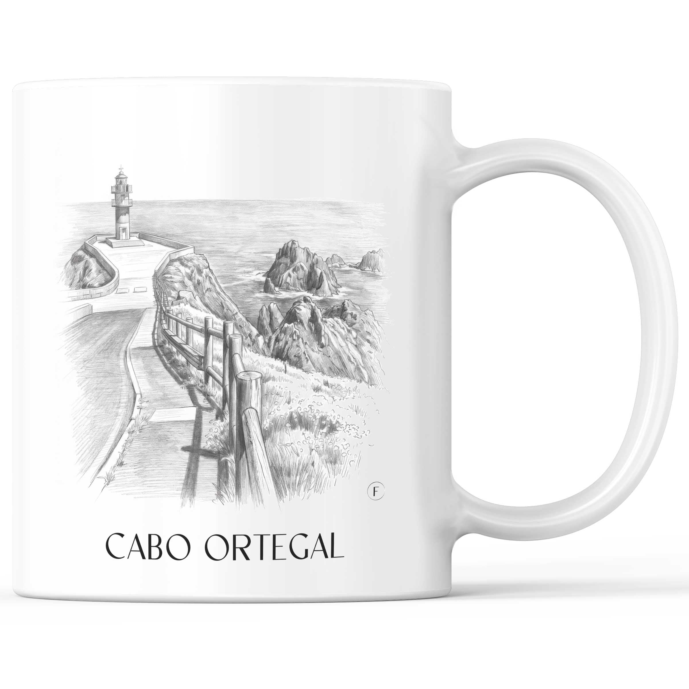 Cabo Ortegal Kaffeebecher - Spanien - Spanien Becher - Kaffeetasse im Zeichnung Stil