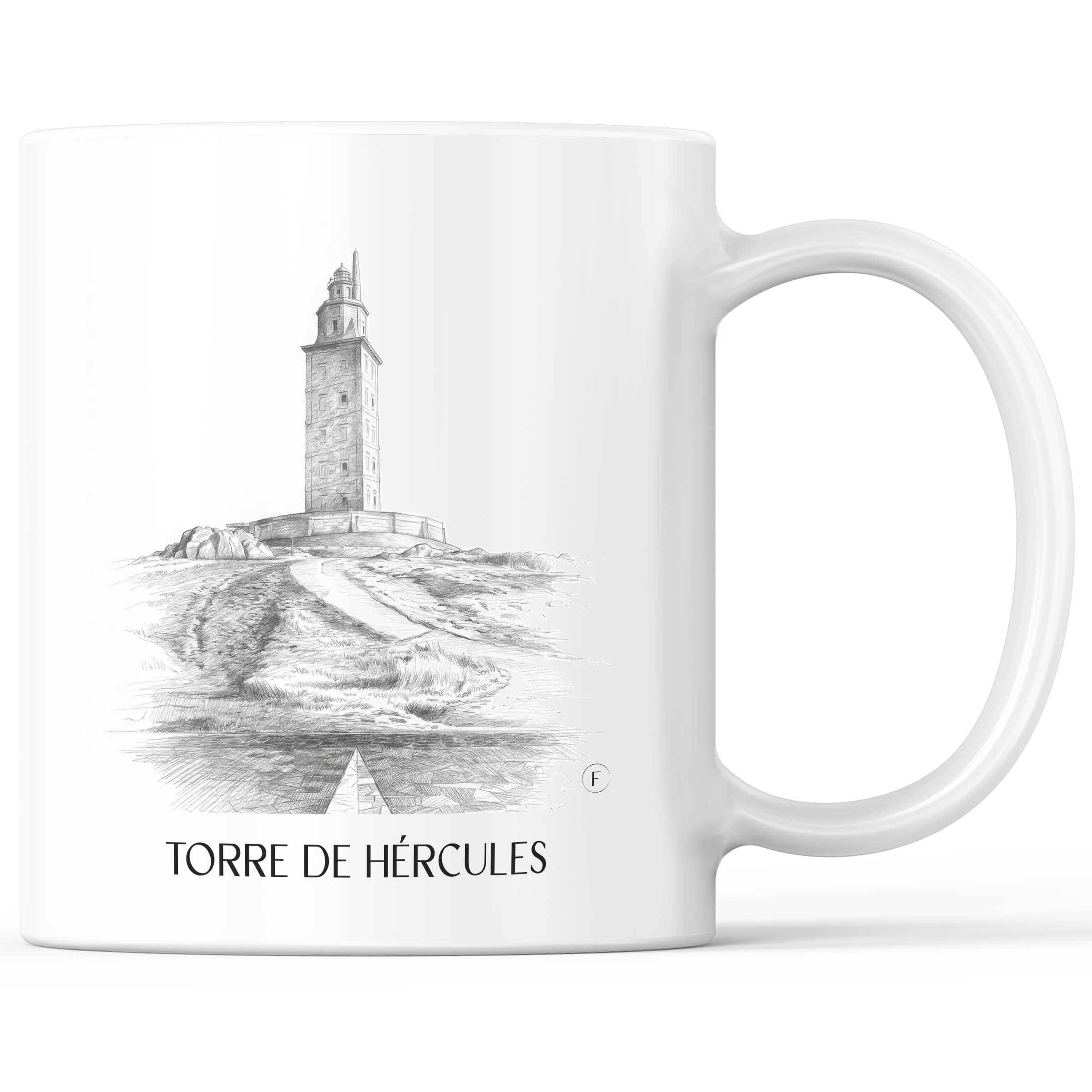 Torre de Hércules Kaffeebecher - A Coruña - Spanien Becher - Kaffeetasse im Zeichnung Stil