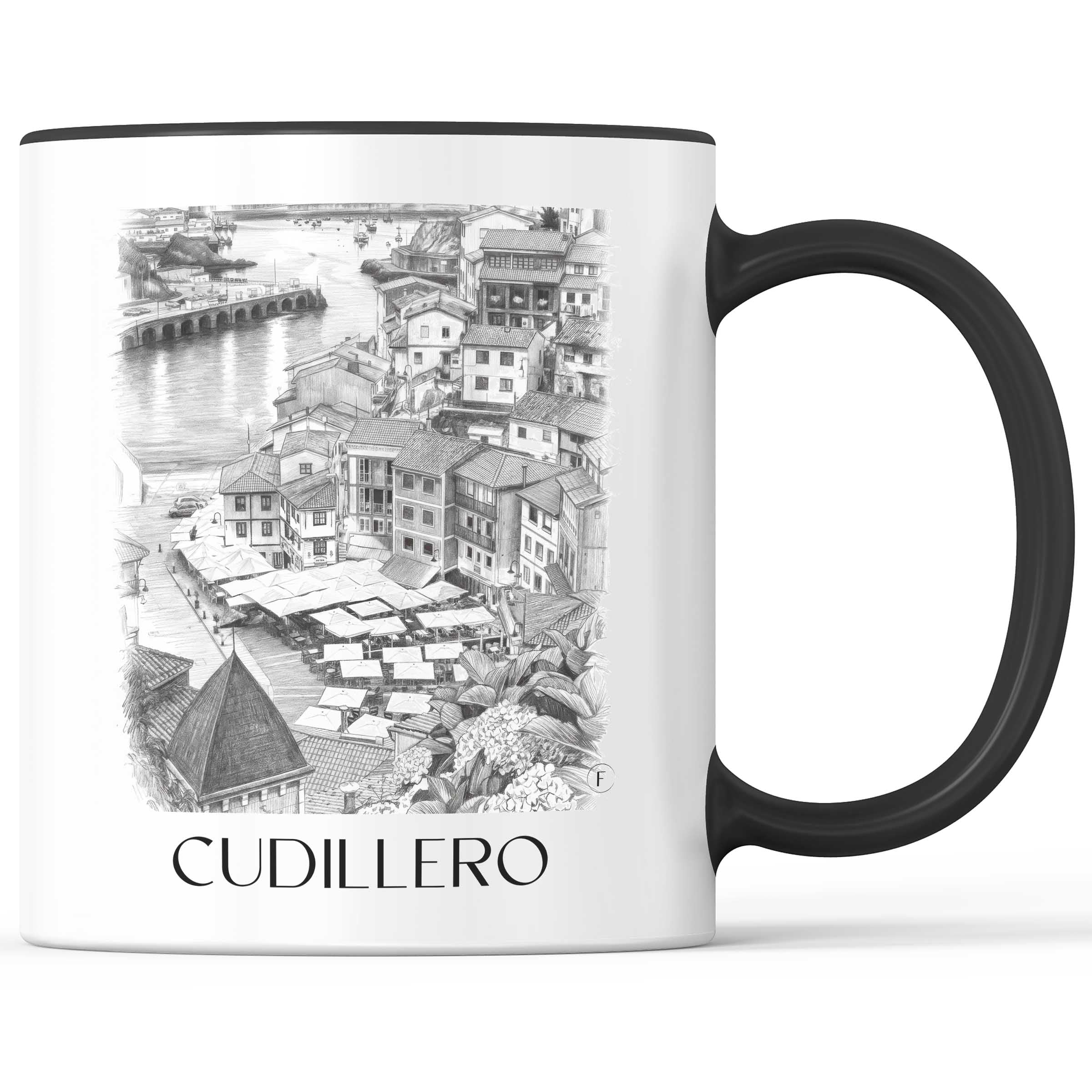 Cudillero Kaffeebecher - Spanien - Spanien Becher - Kaffeetasse im Zeichnung Stil