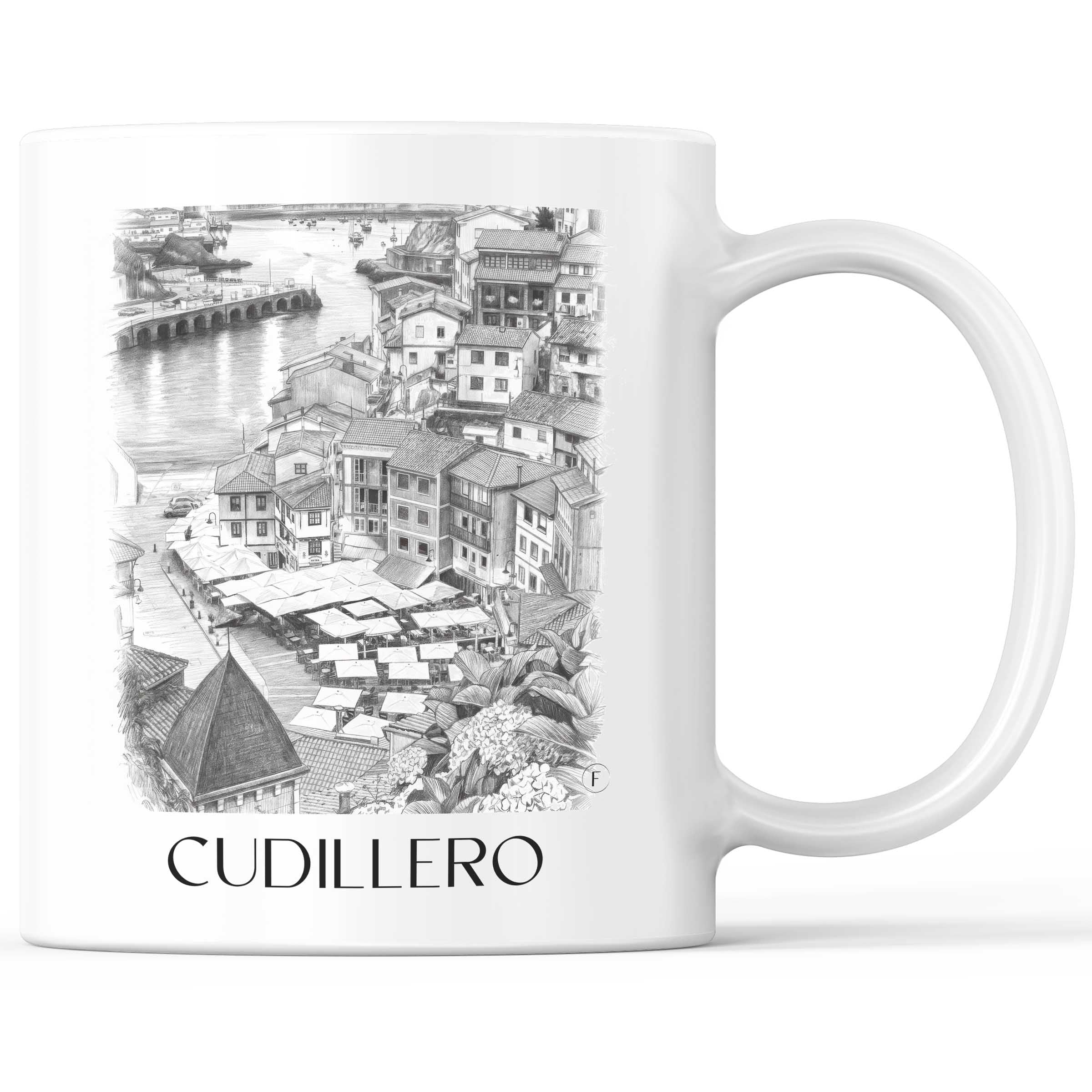 Cudillero Kaffeebecher - Spanien - Spanien Becher - Kaffeetasse im Zeichnung Stil