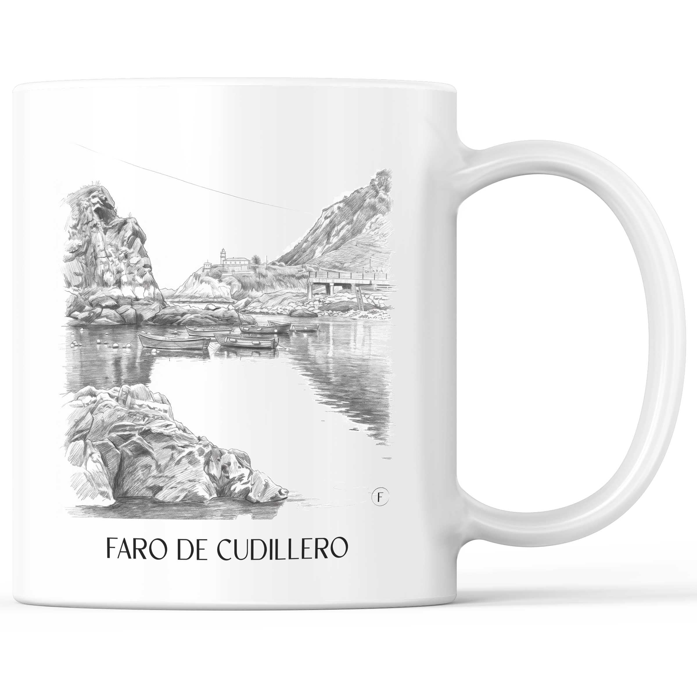 Faro de Cudillero Kaffeebecher - Spanien - Spanien Becher - Kaffeetasse im Zeichnung Stil