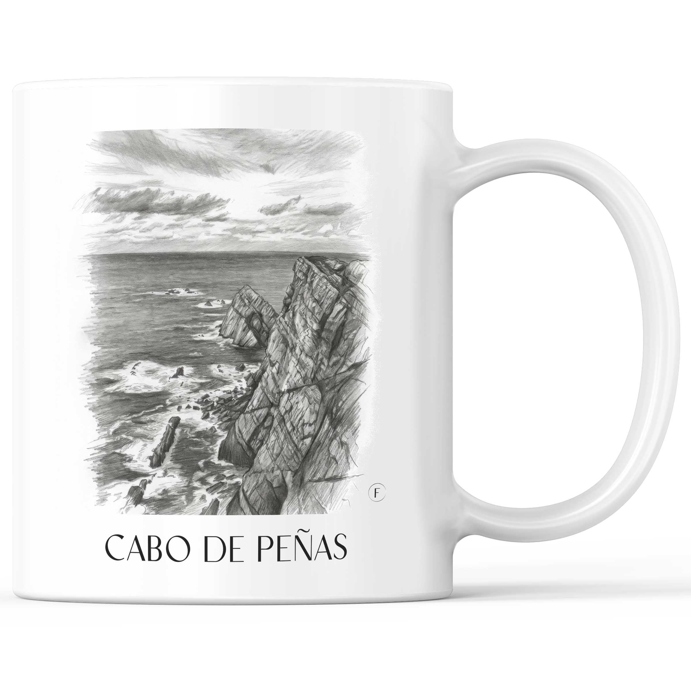 Cabo de Peñas Kaffeebecher - Spanien - Spanien Becher - Kaffeetasse im Zeichnung Stil