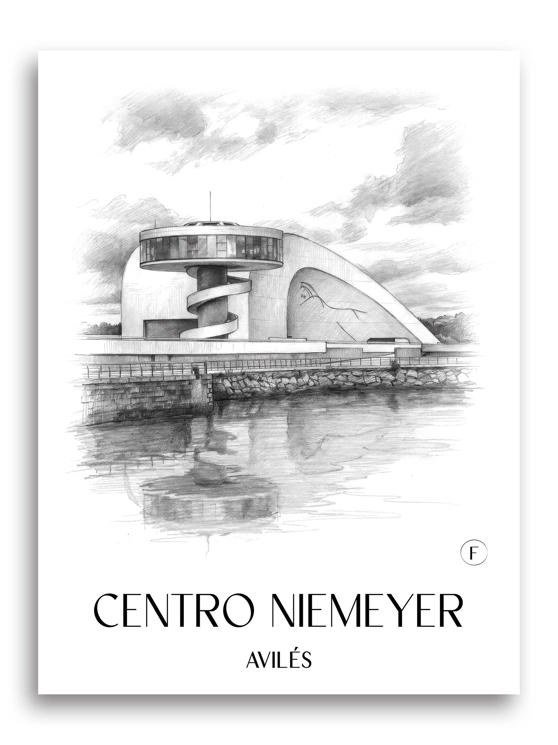 centro-niemeyer-avilés-spanien-poster-bleistift-zeichnung-drawing