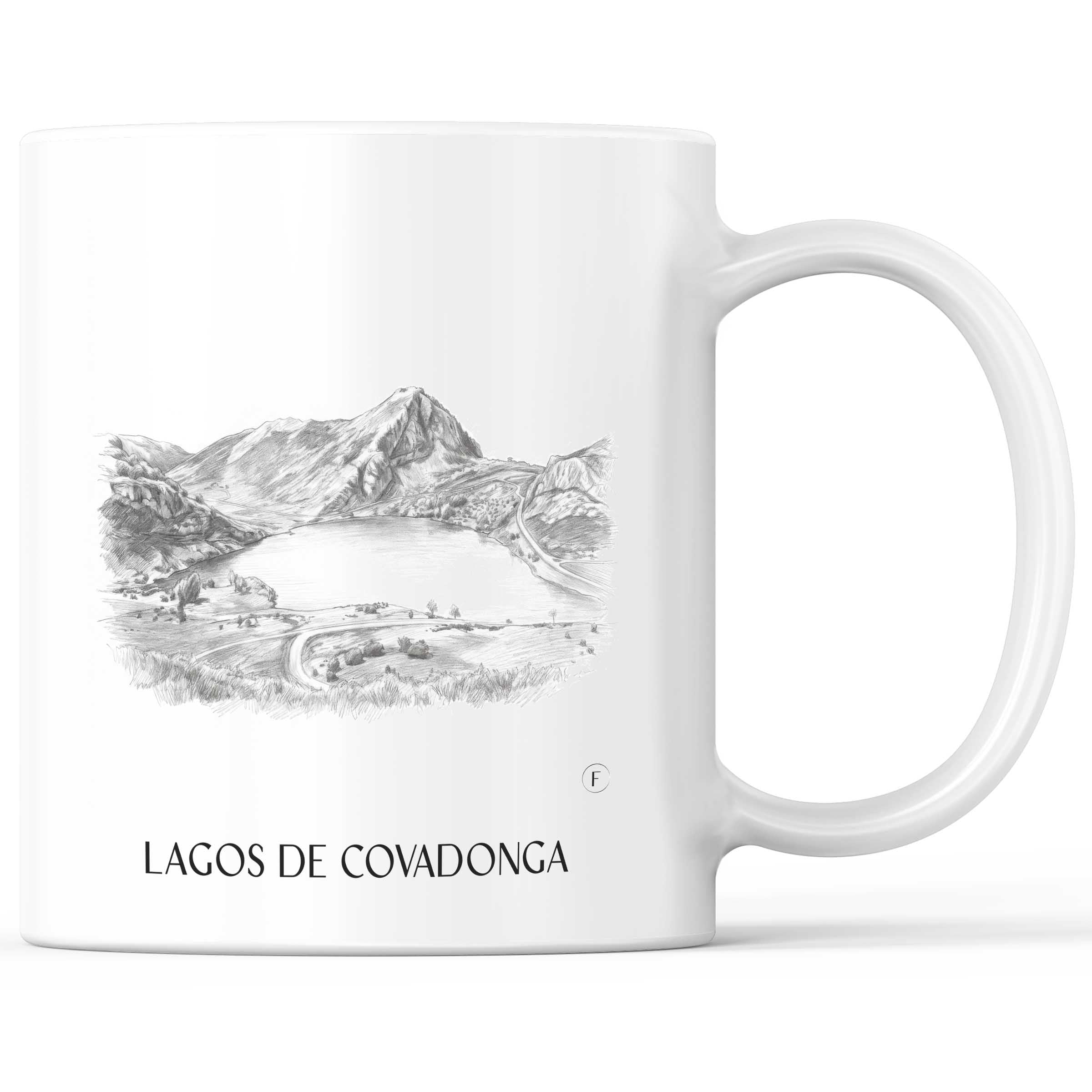 Lagos de Covadonga Kaffeebecher - Asturien - Spanien Becher - Kaffeetasse im Zeichnung Stil