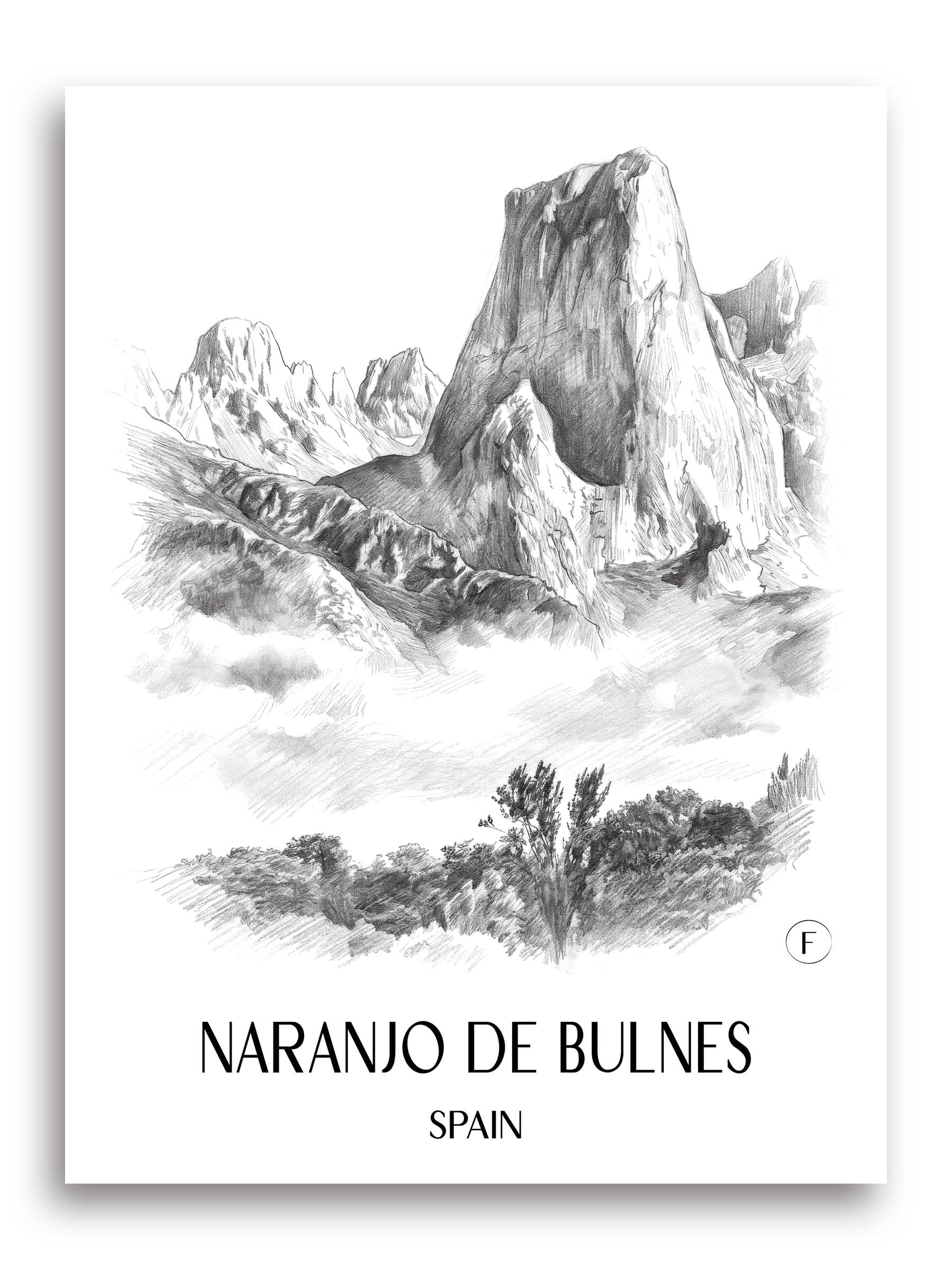 Naranjo de Bulnes Poster - Spanien - Spanien Kunstdruck - Zeichnung von A4 bis A1