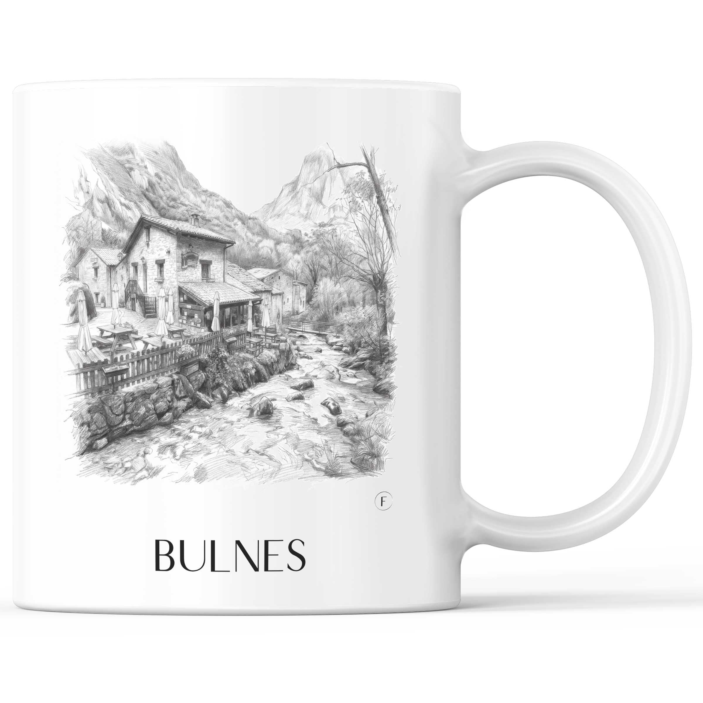 Bulnes Kaffeebecher - Cabrales - Spanien Becher - Kaffeetasse im Zeichnung Stil