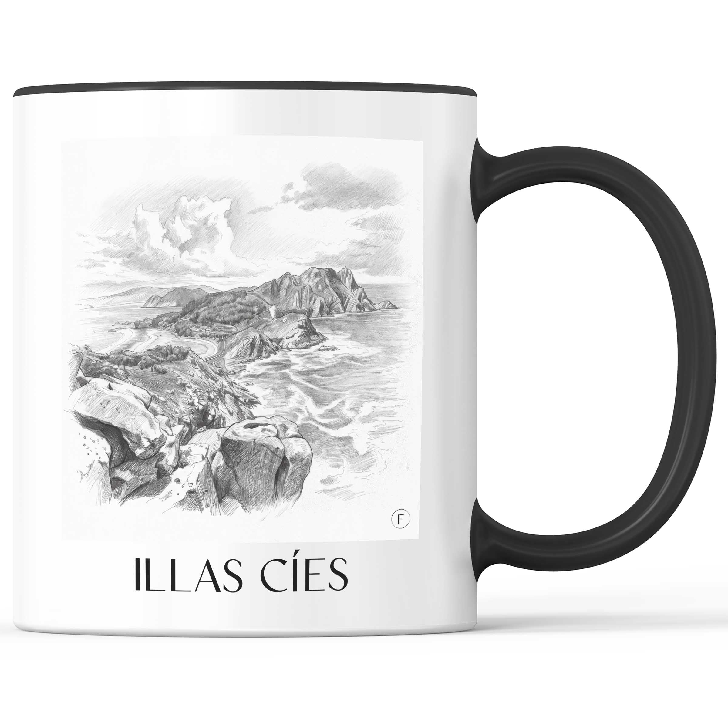 illas-cíes-spanien-spanien-kaffeebecher-bleistift-zeichnung-drawing