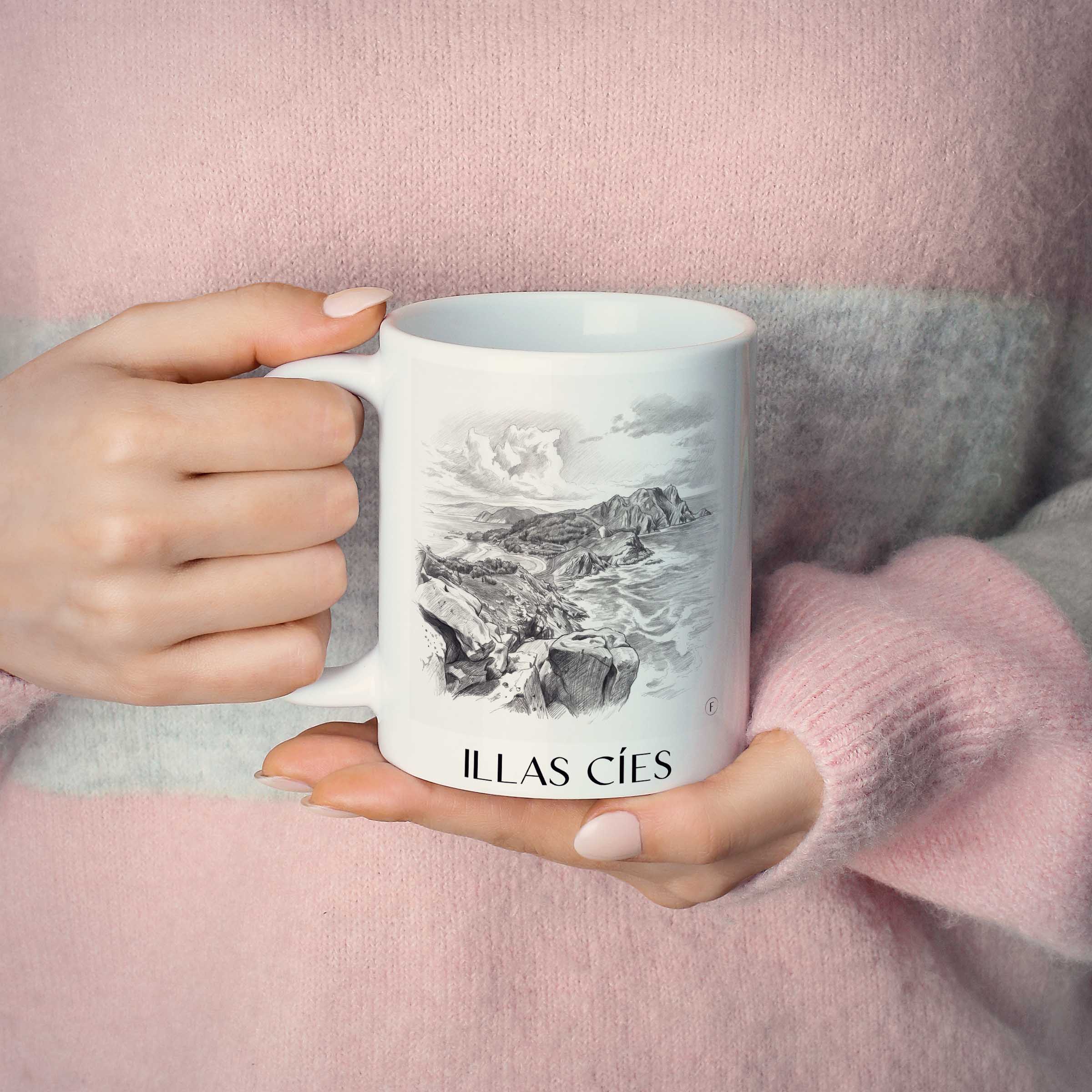 illas-cíes-spanien-spanien-kaffeebecher-bleistift-zeichnung-drawing