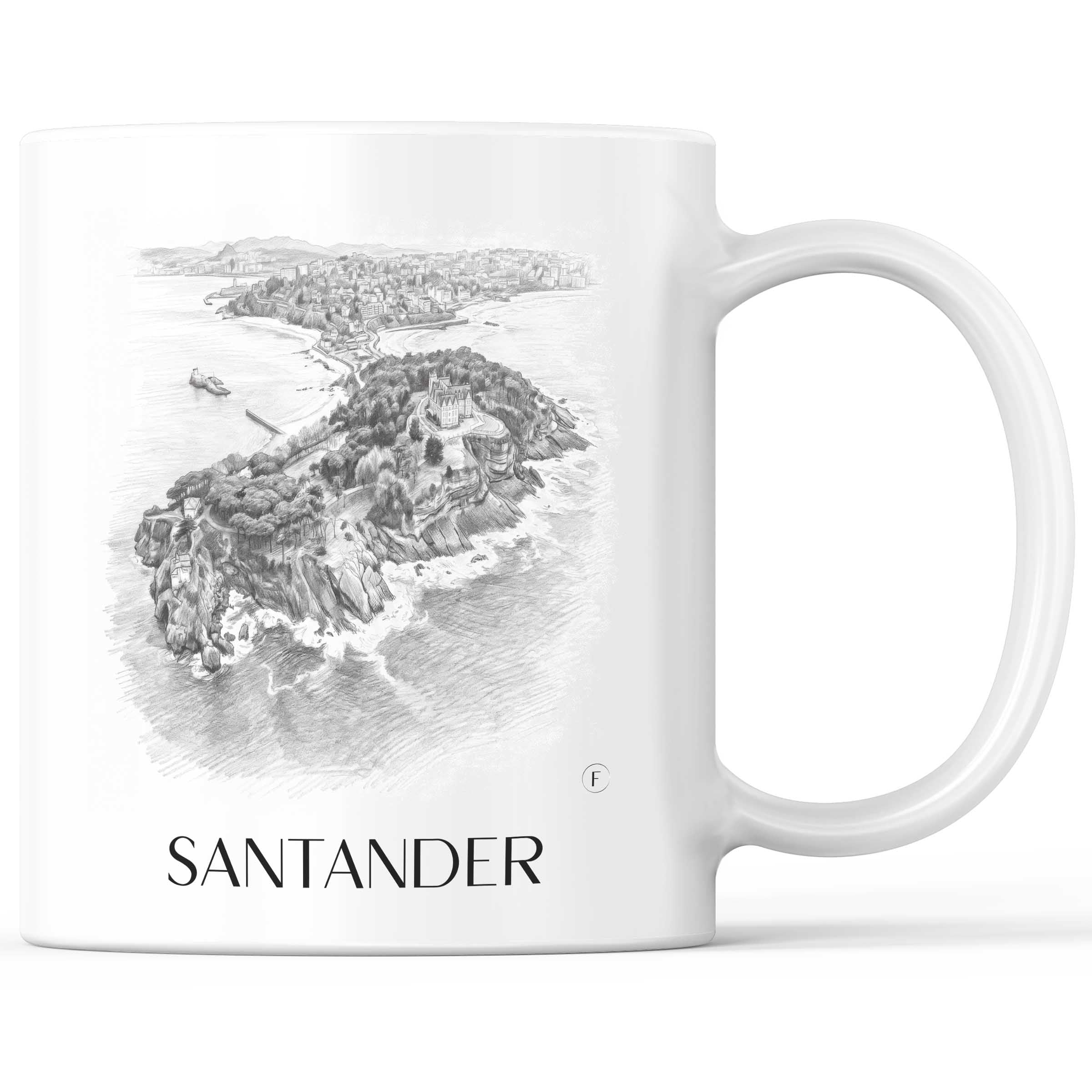 Santander Kaffeebecher - Spanien - Spanien Becher - Kaffeetasse im Zeichnung Stil