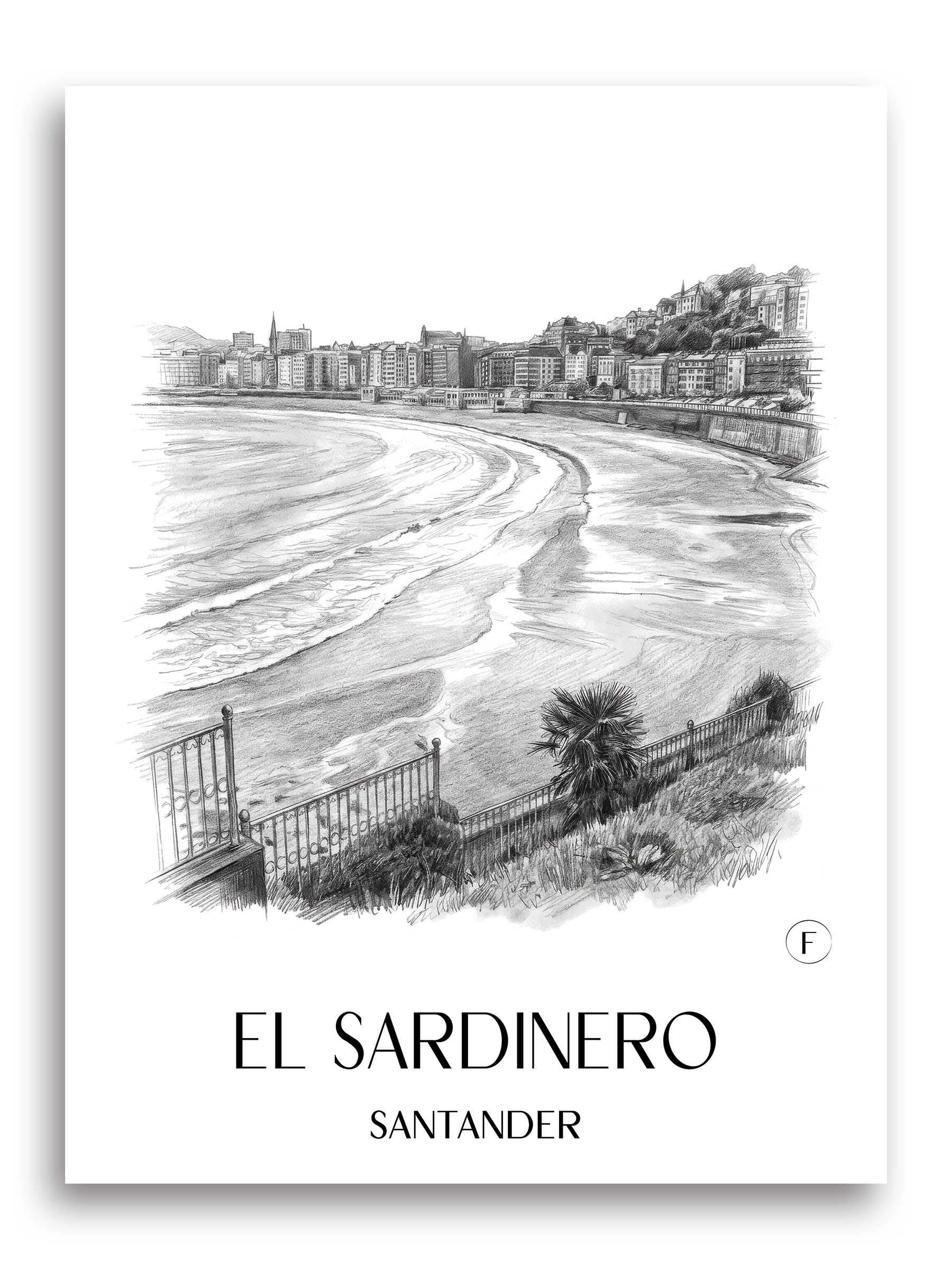 el-sardinero-santander-spanien-poster-bleistift-zeichnung-drawing