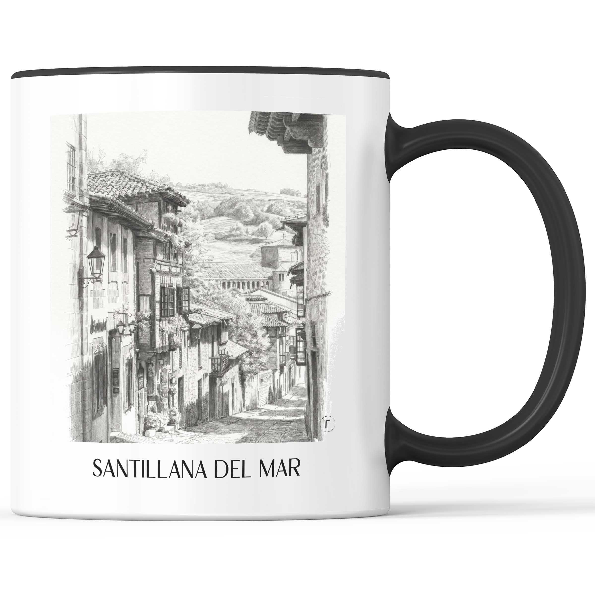 Santillana del Mar Kaffeebecher - Spanien - Spanien Becher - Kaffeetasse im Zeichnung Stil
