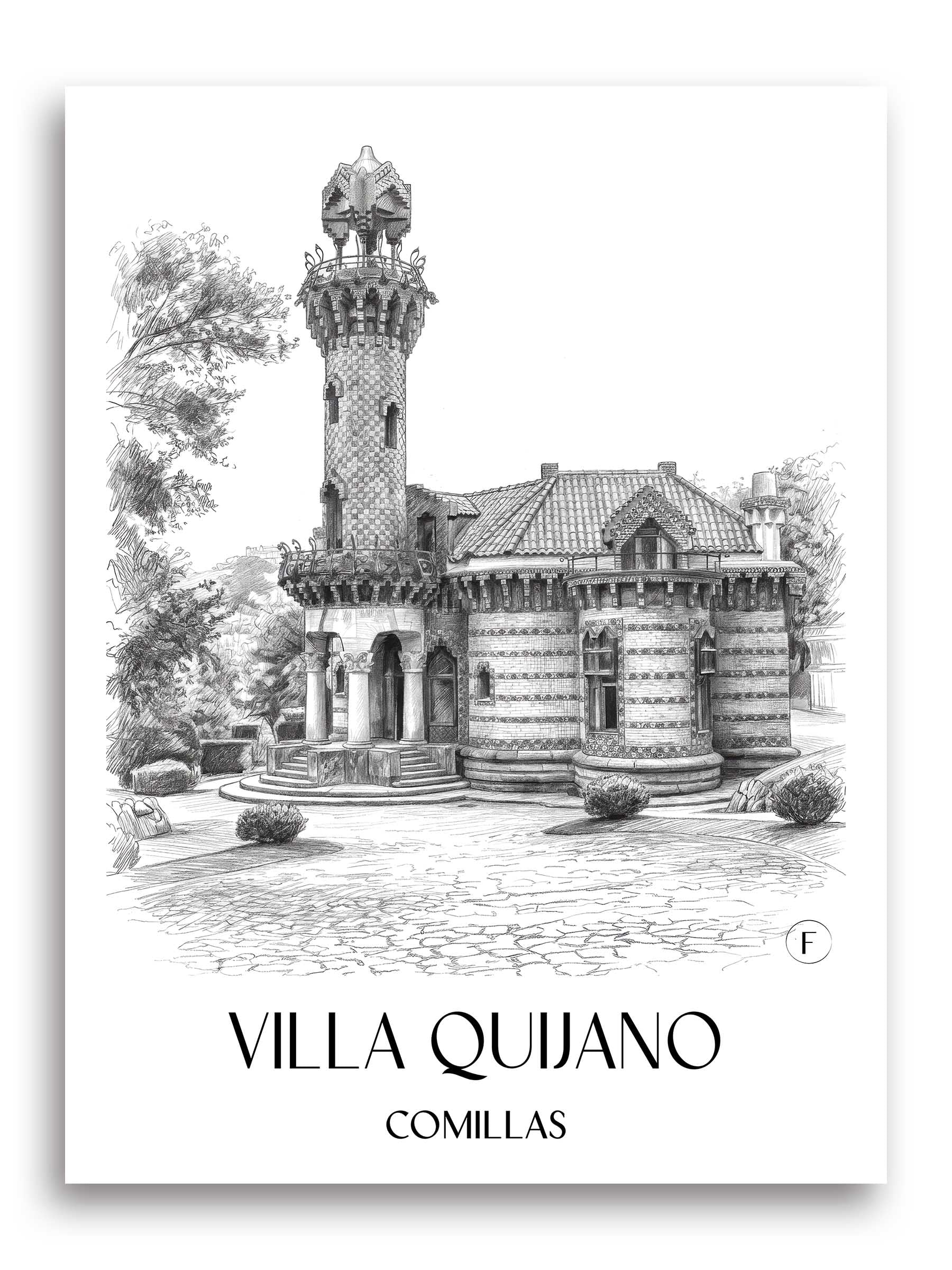 villa-quijano-comillas-spanien-poster-bleistift-zeichnung-drawing