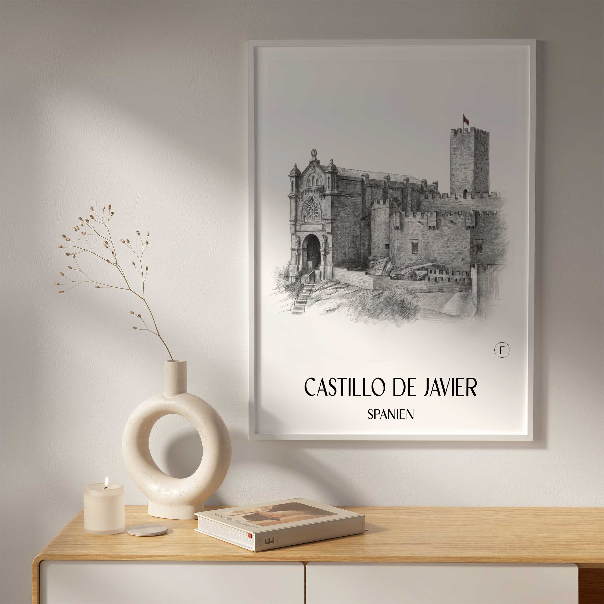 castillo-de-javier-spanien-spanien-poster-bleistift-zeichnung-drawing
