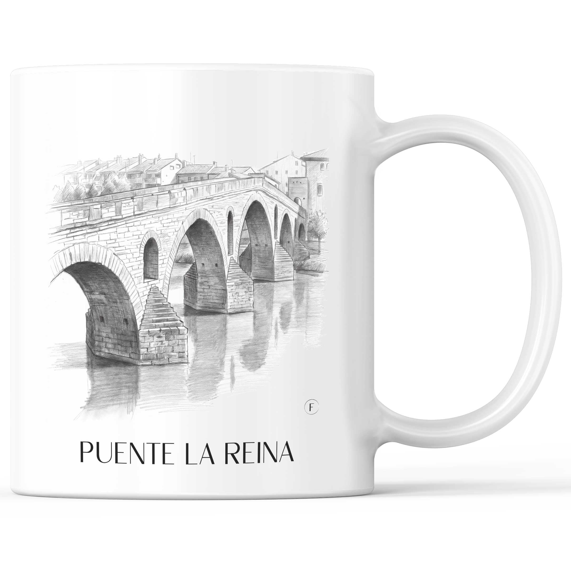 Puente la Reina Kaffeebecher - Spanien - Spanien Becher - Kaffeetasse im Zeichnung Stil