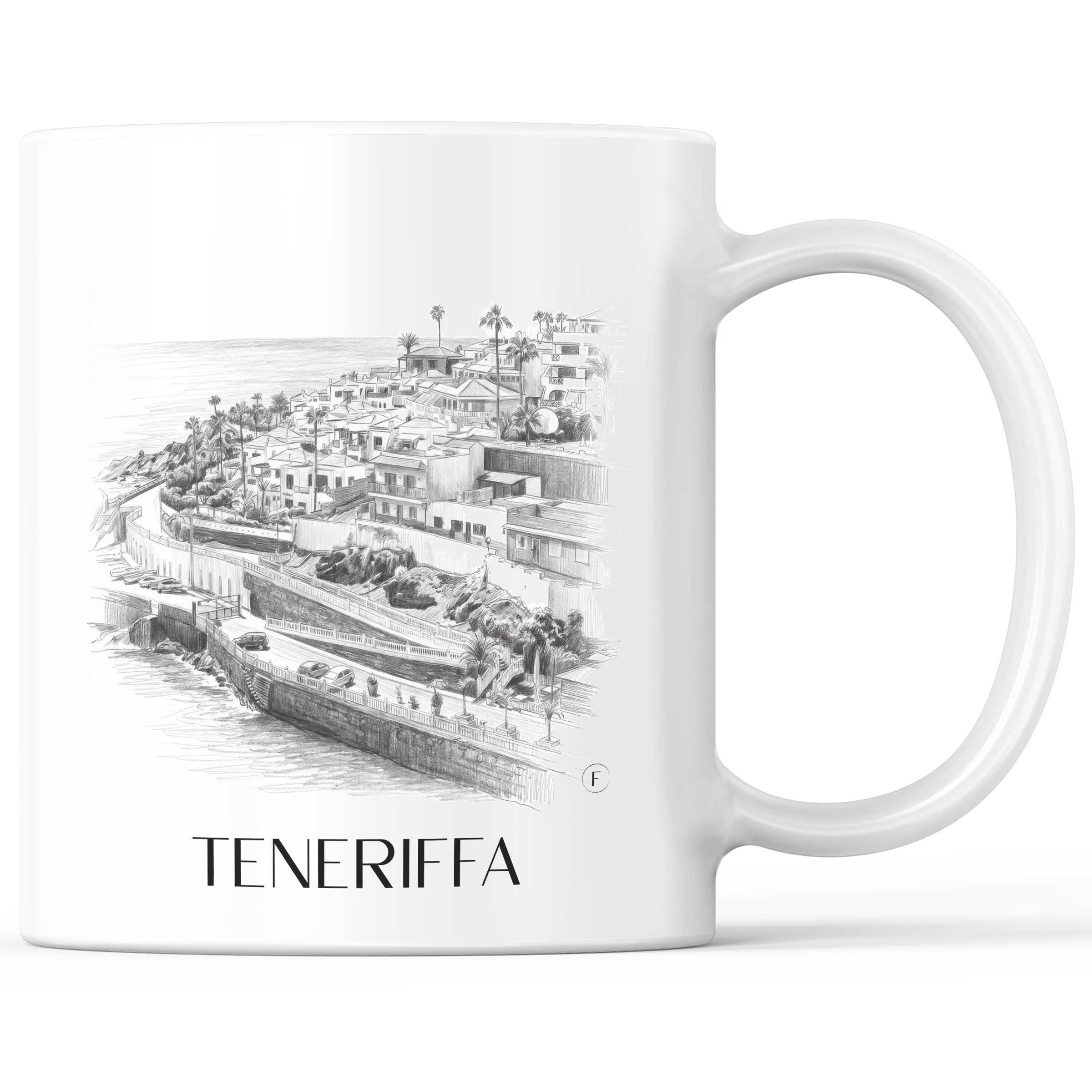 Teneriffa Kaffeebecher - Spanien - Spanien Becher - Kaffeetasse im Zeichnung Stil