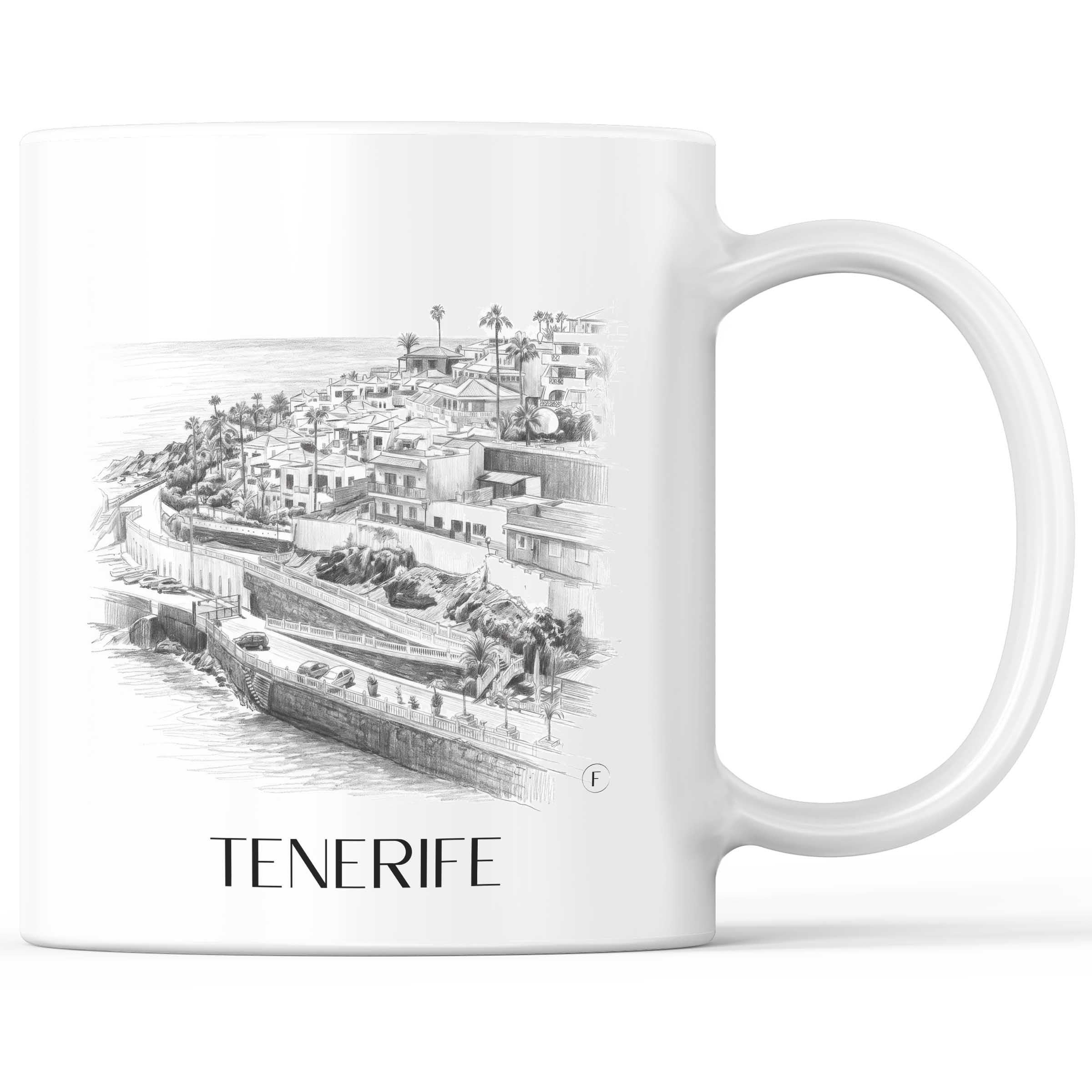 Teneriffa Kaffeebecher - Spanien - Spanien Becher - Kaffeetasse im Zeichnung Stil
