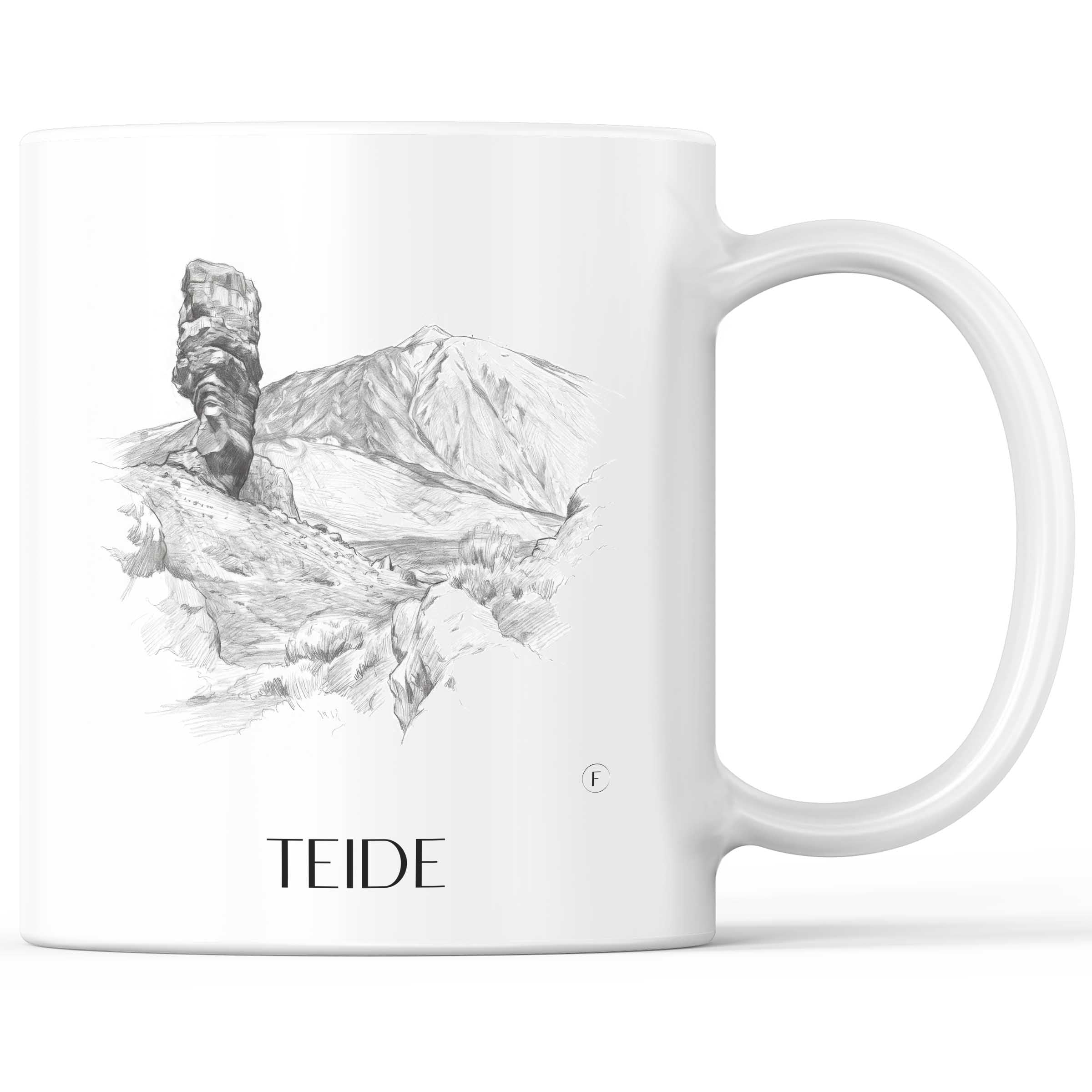 Teide Kaffeebecher - Teneriffa - Spanien Becher - Kaffeetasse im Zeichnung Stil