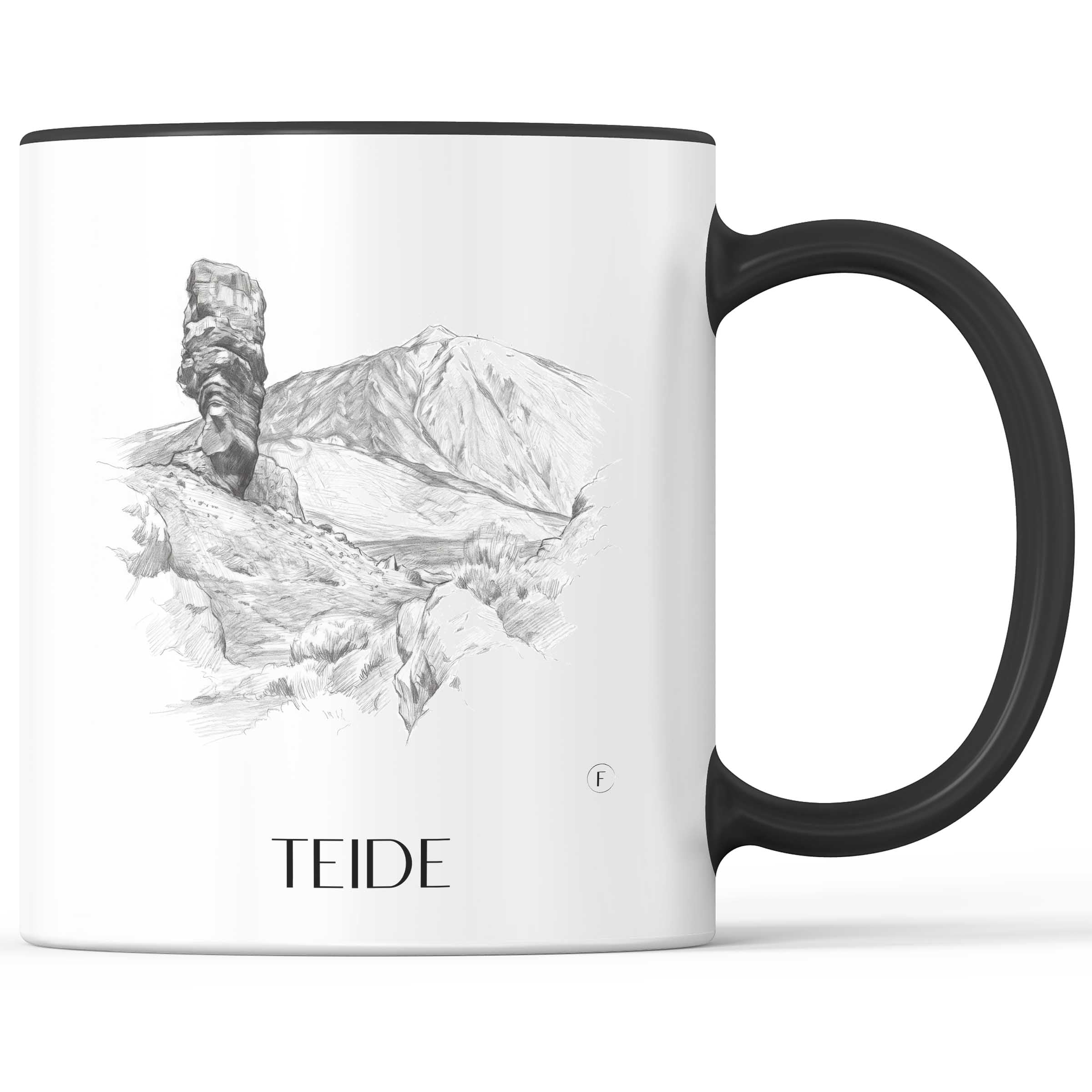Teide Kaffeebecher - Teneriffa - Spanien Becher - Kaffeetasse im Zeichnung Stil