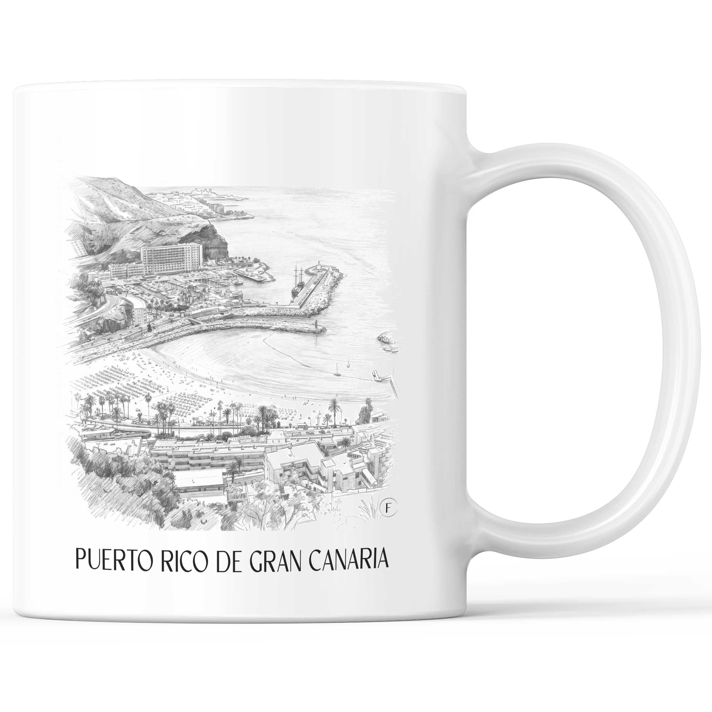 Puerto Rico Kaffeebecher - Gran Canaria - Spanien Becher - Kaffeetasse im Zeichnung Stil