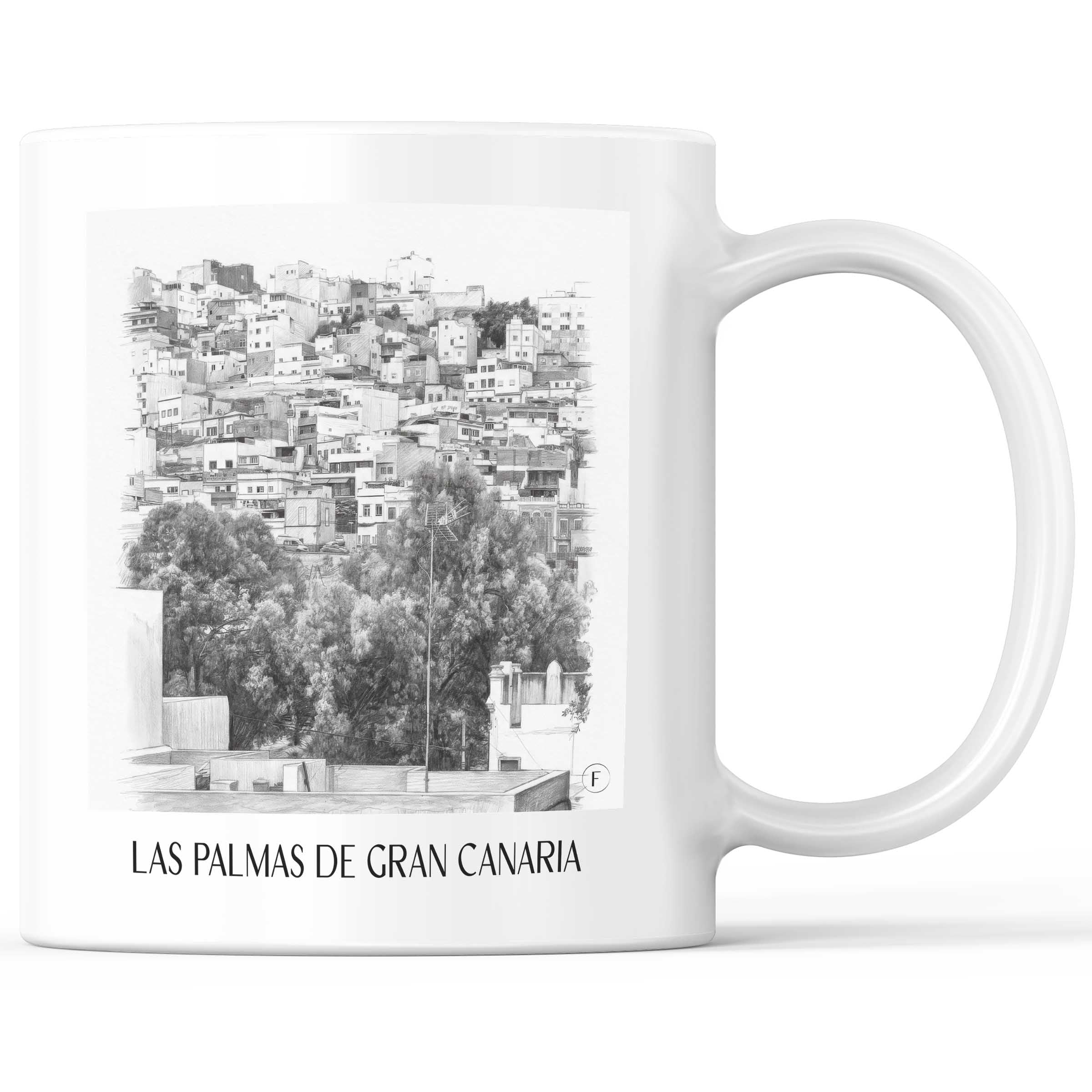 Las Palmas Kaffeebecher - Gran Canaria - Spanien Becher - Kaffeetasse im Zeichnung Stil