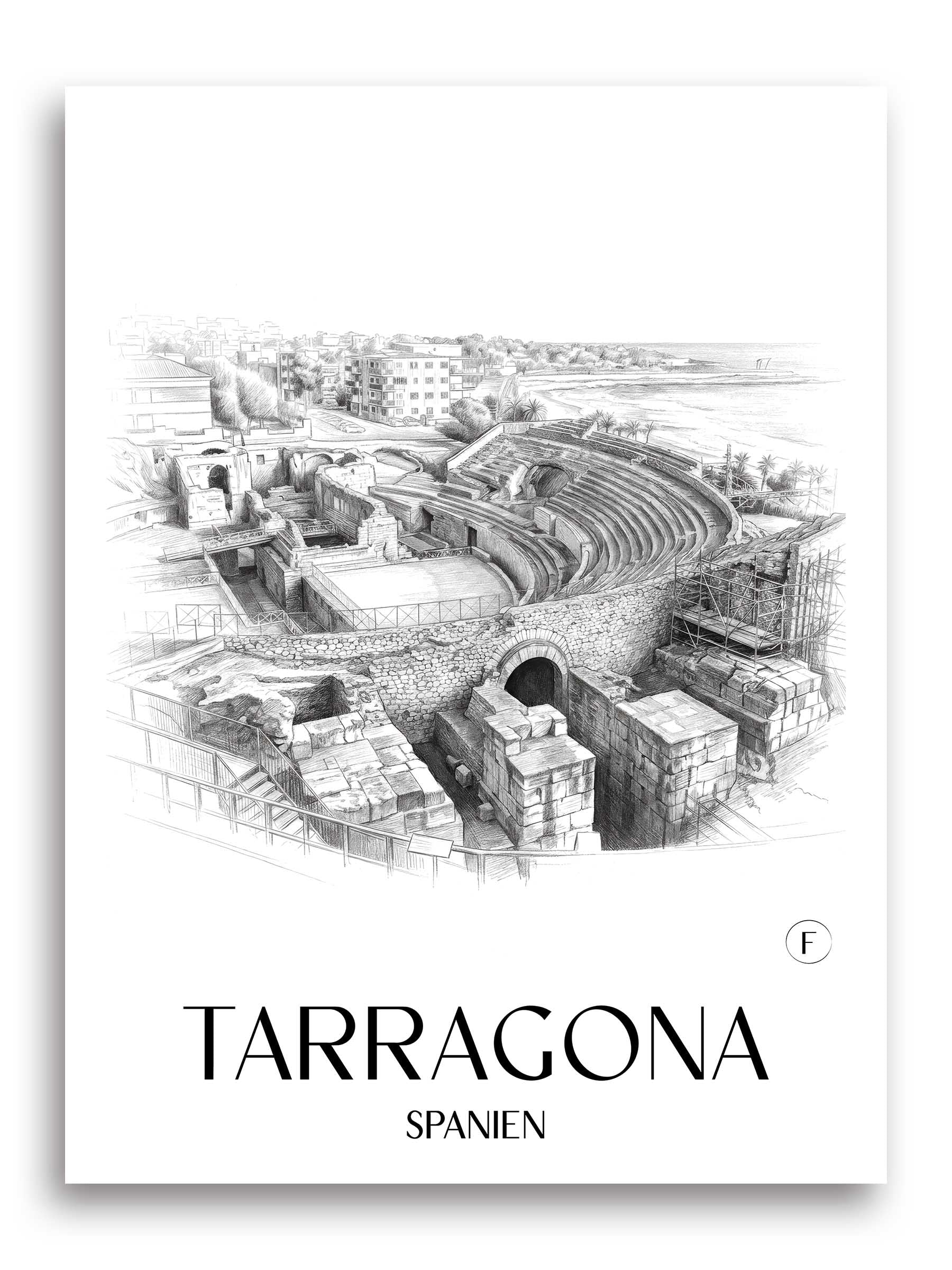 tarragona-spanien-spanien-poster-bleistift-zeichnung-drawing