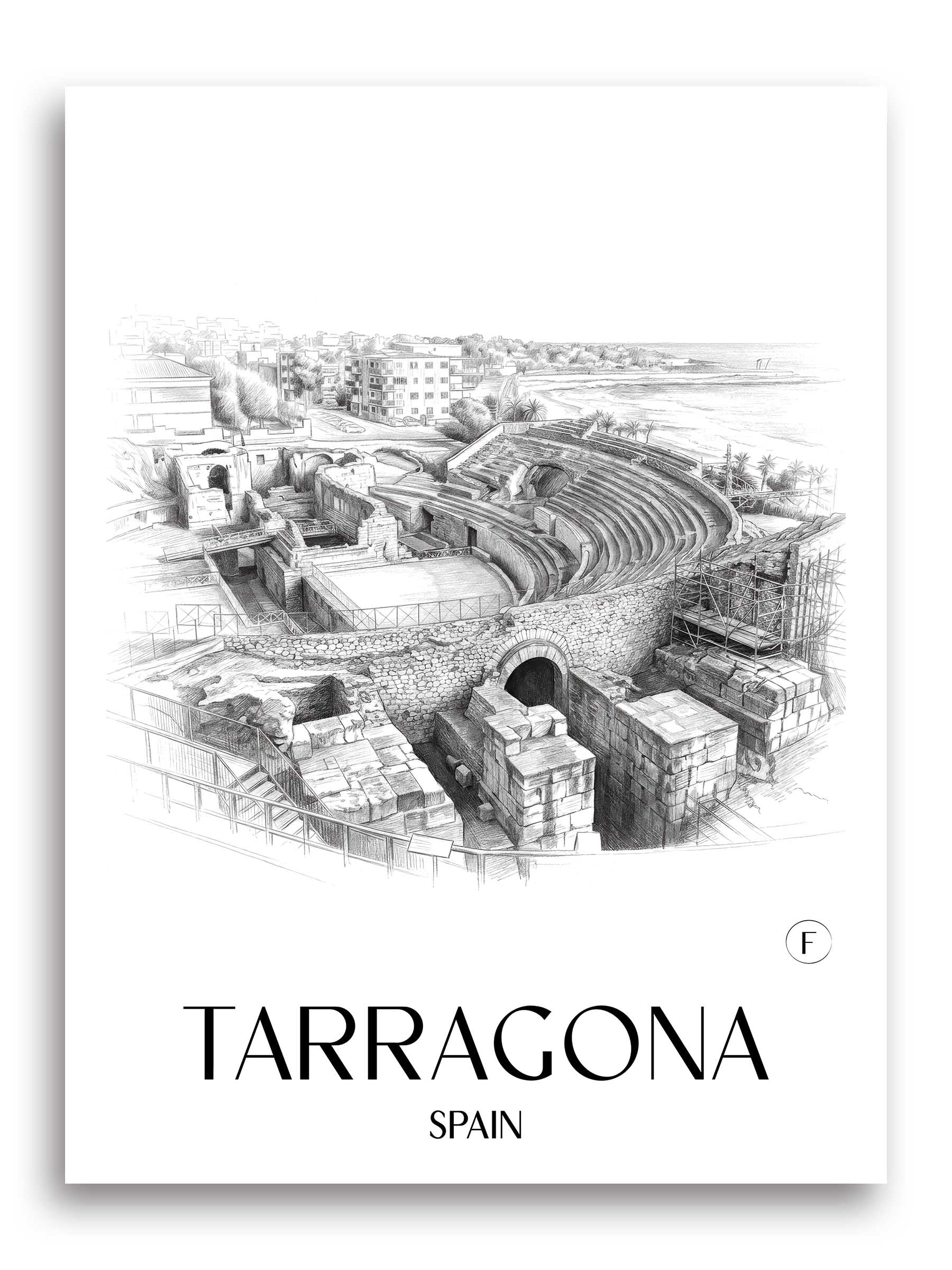 Tarragona Poster - Spanien - Spanien Kunstdruck - Zeichnung von A4 bis A1
