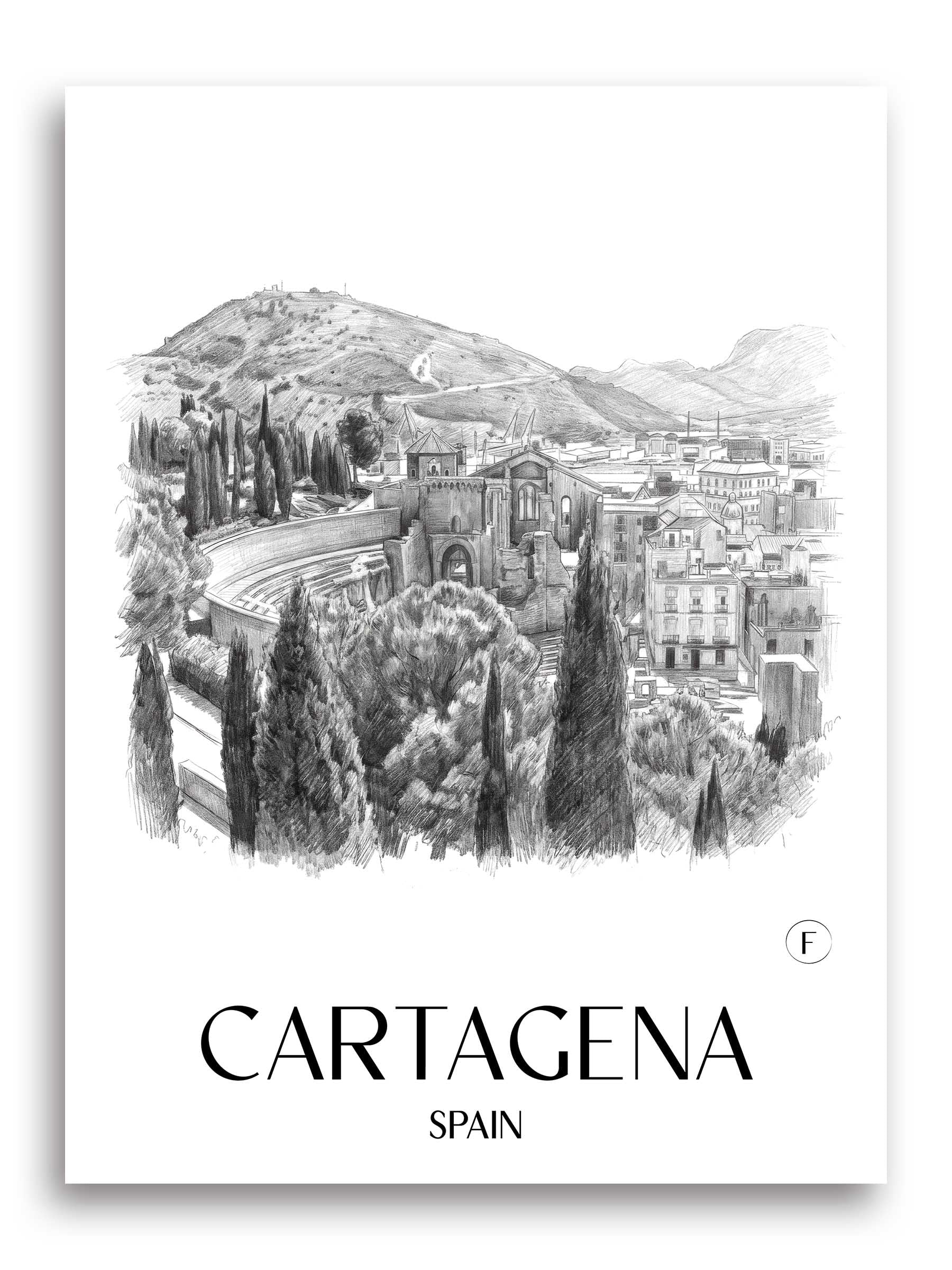 Cartagena Poster - Spanien - Spanien Kunstdruck - Zeichnung von A4 bis A1