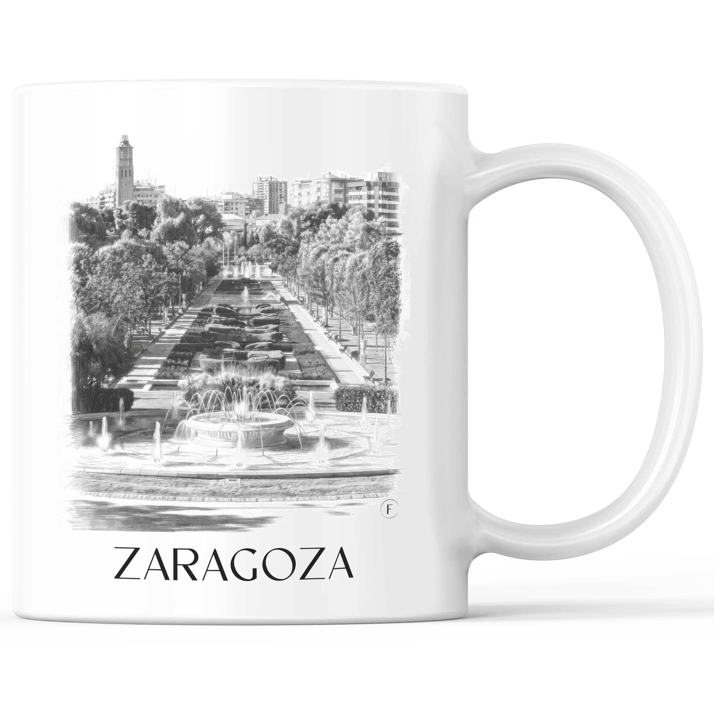 Zaragoza Kaffeebecher - Spanien - Spanien Becher - Kaffeetasse im Zeichnung Stil
