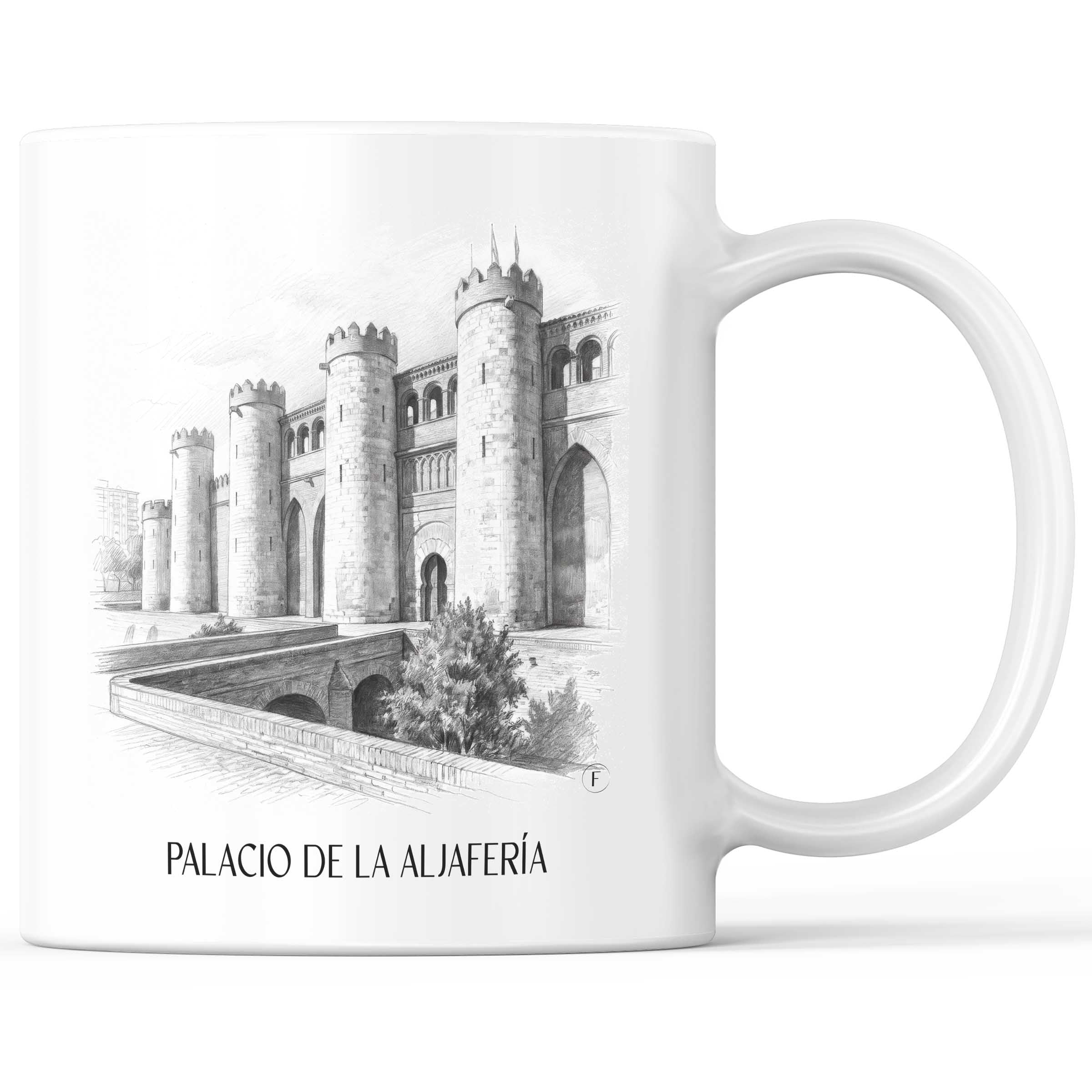 Palacio de la Aljafería Kaffeebecher - Zaragoza - Spanien Becher - Kaffeetasse im Zeichnung Stil