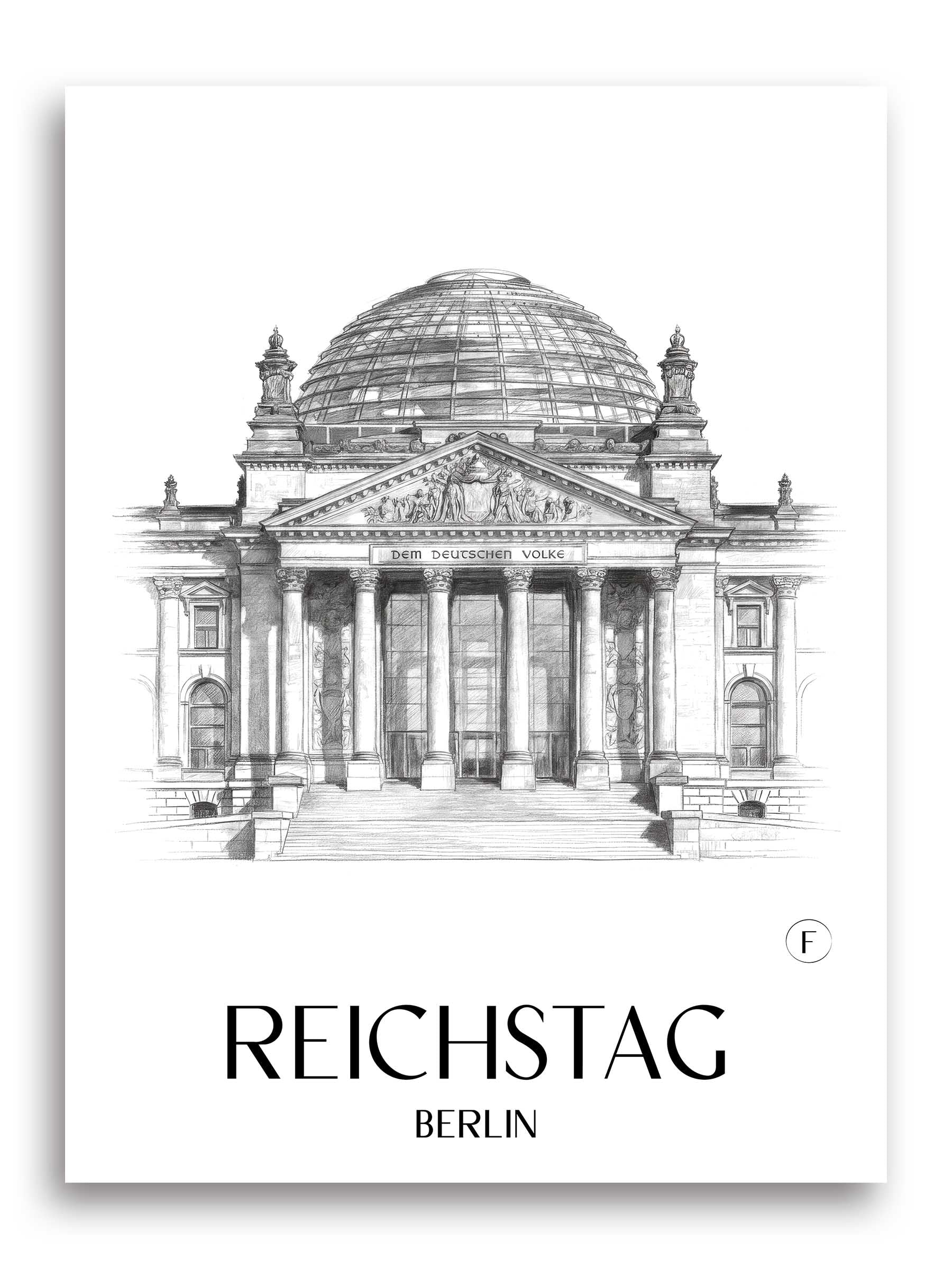 Reichstag Poster - Berlin - Deutschland Kunstdruck - Zeichnung von A4 bis A1