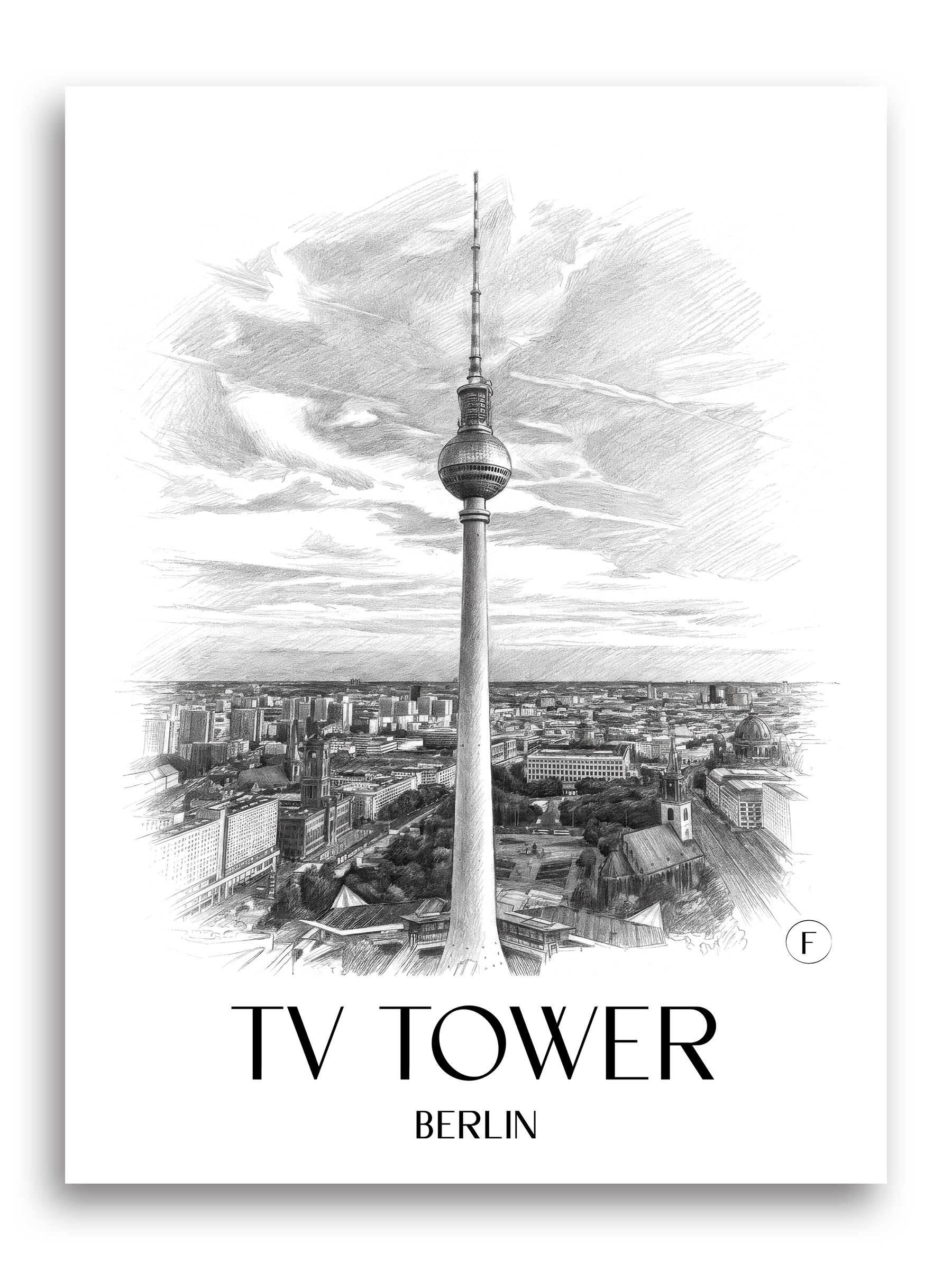 Fernsehturm Poster - Berlin - Deutschland Kunstdruck - Zeichnung von A4 bis A1