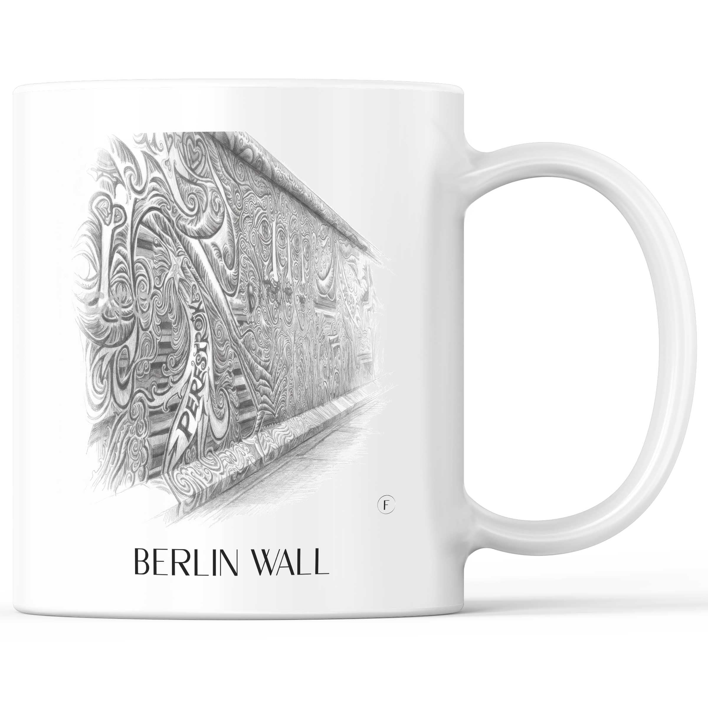 Berliner Mauer Kaffeebecher - Berlin - Deutschland Becher - Kaffeetasse im Zeichnung Stil