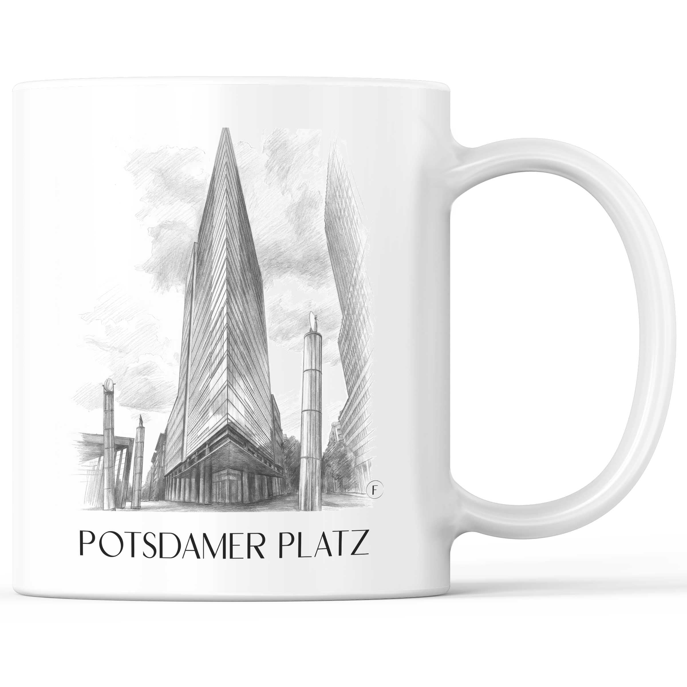 Potsdamer Platz Kaffeebecher - Berlin - Deutschland Becher - Kaffeetasse im Zeichnung Stil