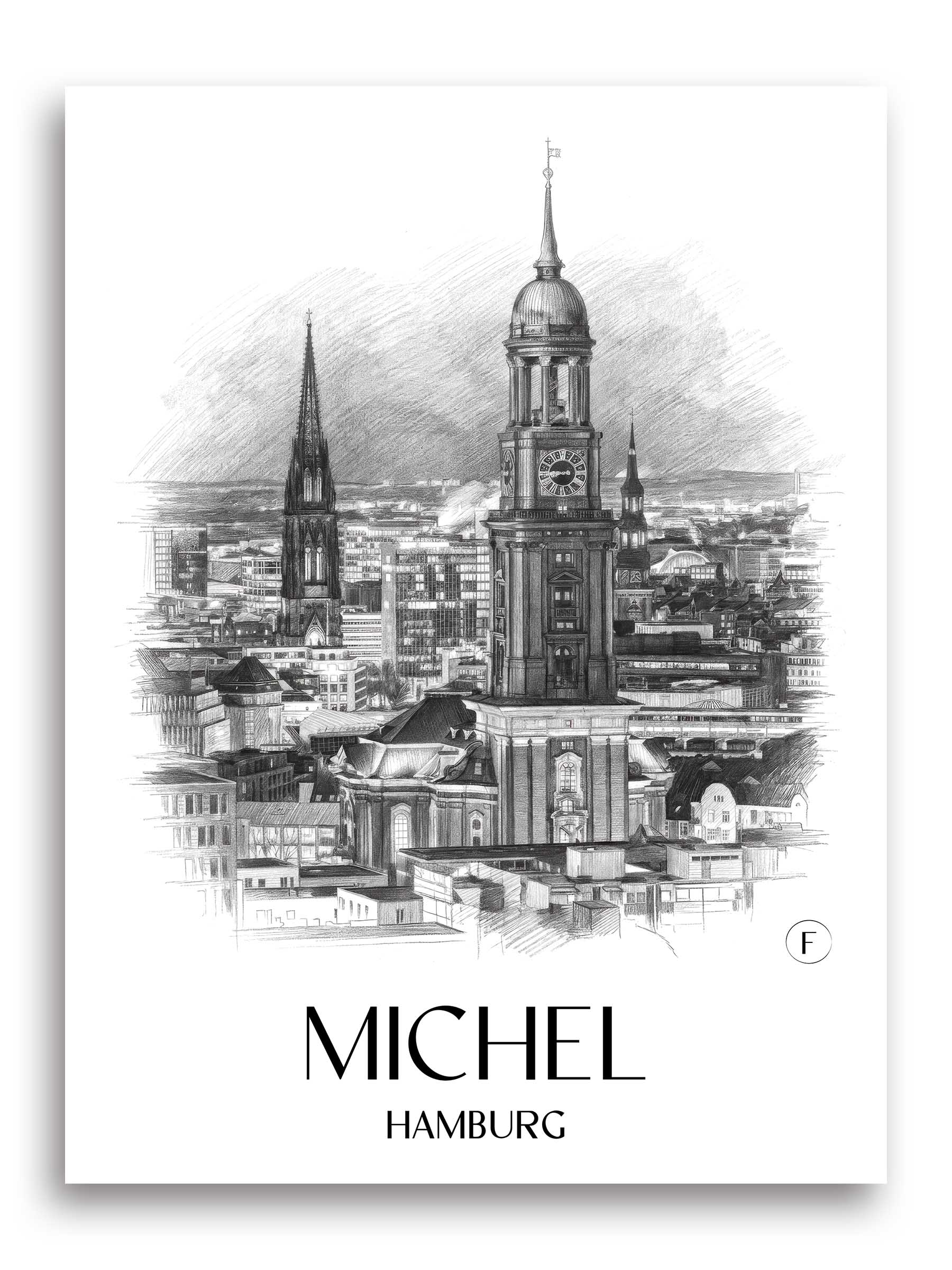 michel-hamburg-deutschland-poster-bleistift-zeichnung-drawing