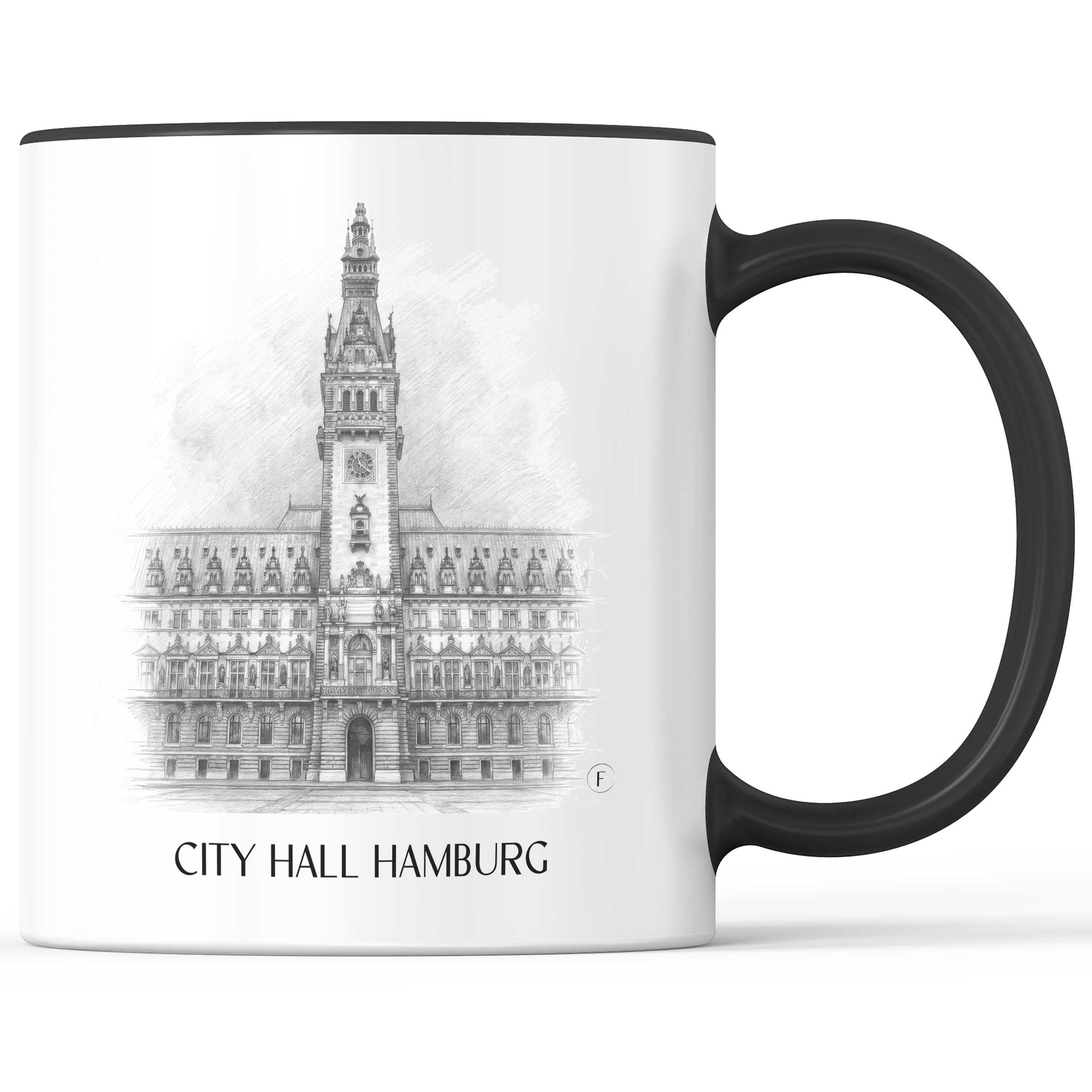 Rathaus Kaffeebecher - Hamburg - Deutschland Becher - Kaffeetasse im Zeichnung Stil