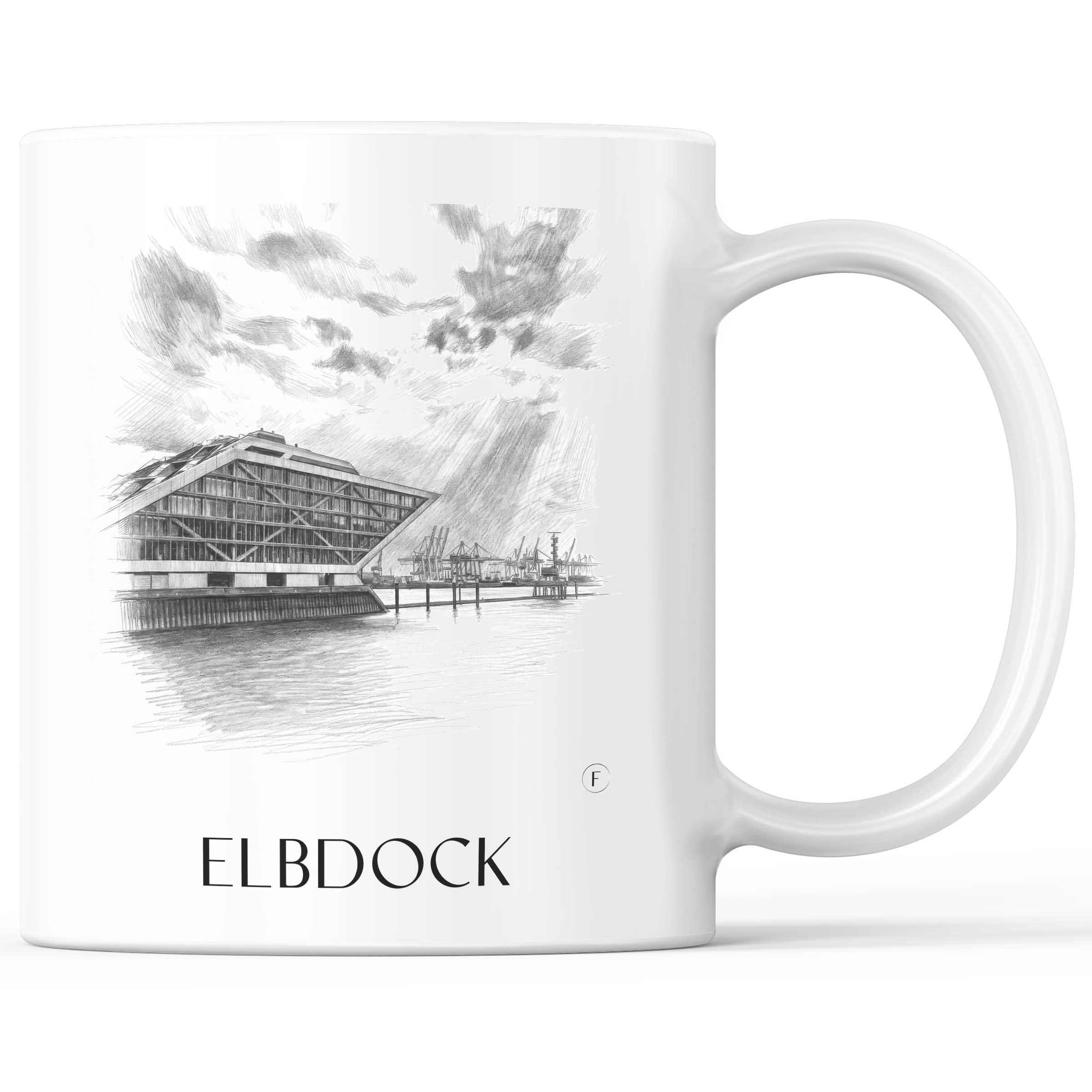 Elbdock Kaffeebecher - Hamburg - Deutschland Becher - Kaffeetasse im Zeichnung Stil