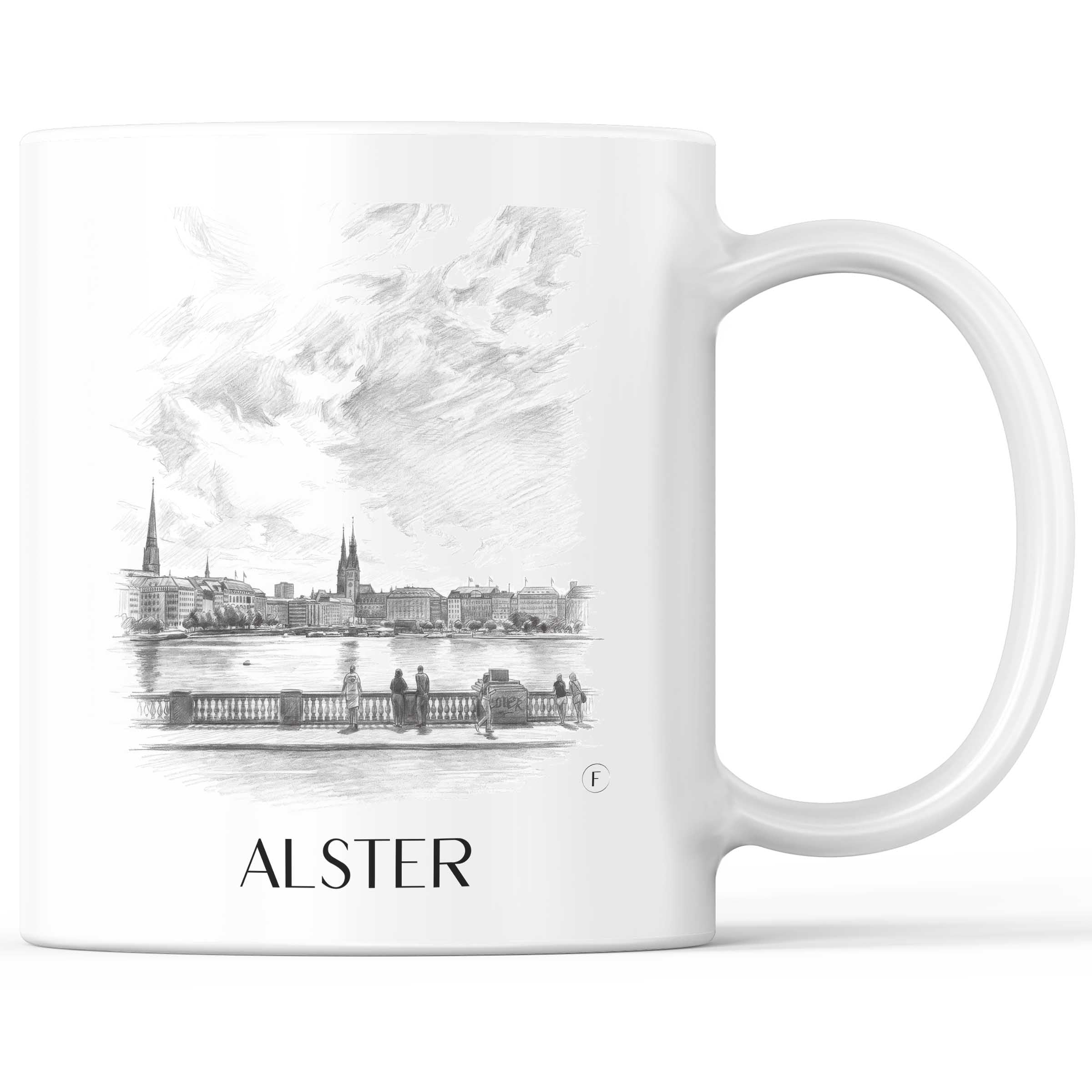 Alster Kaffeebecher - Hamburg - Deutschland Becher - Kaffeetasse im Zeichnung Stil