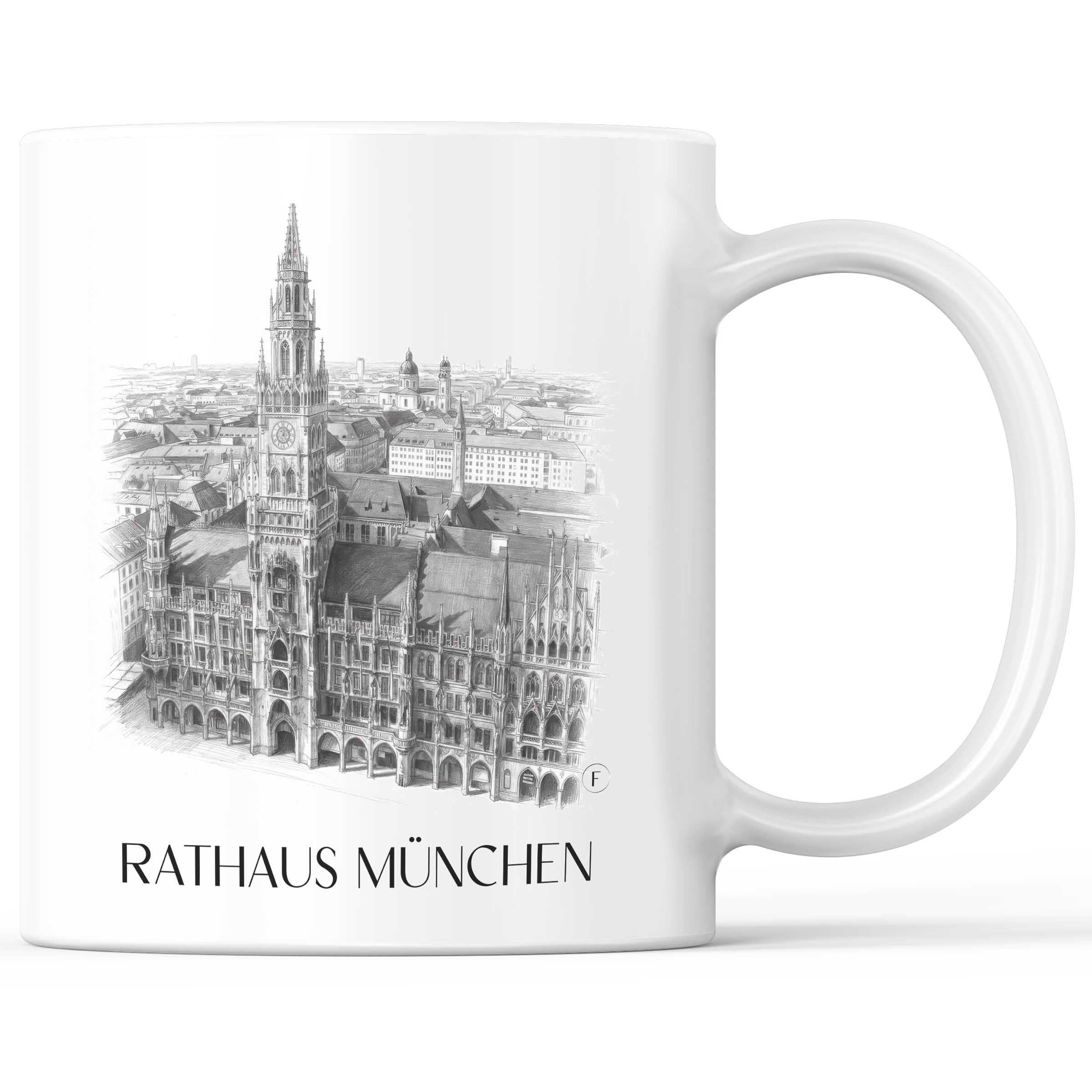 Rathaus Kaffeebecher - München - Deutschland Becher - Kaffeetasse im Zeichnung Stil