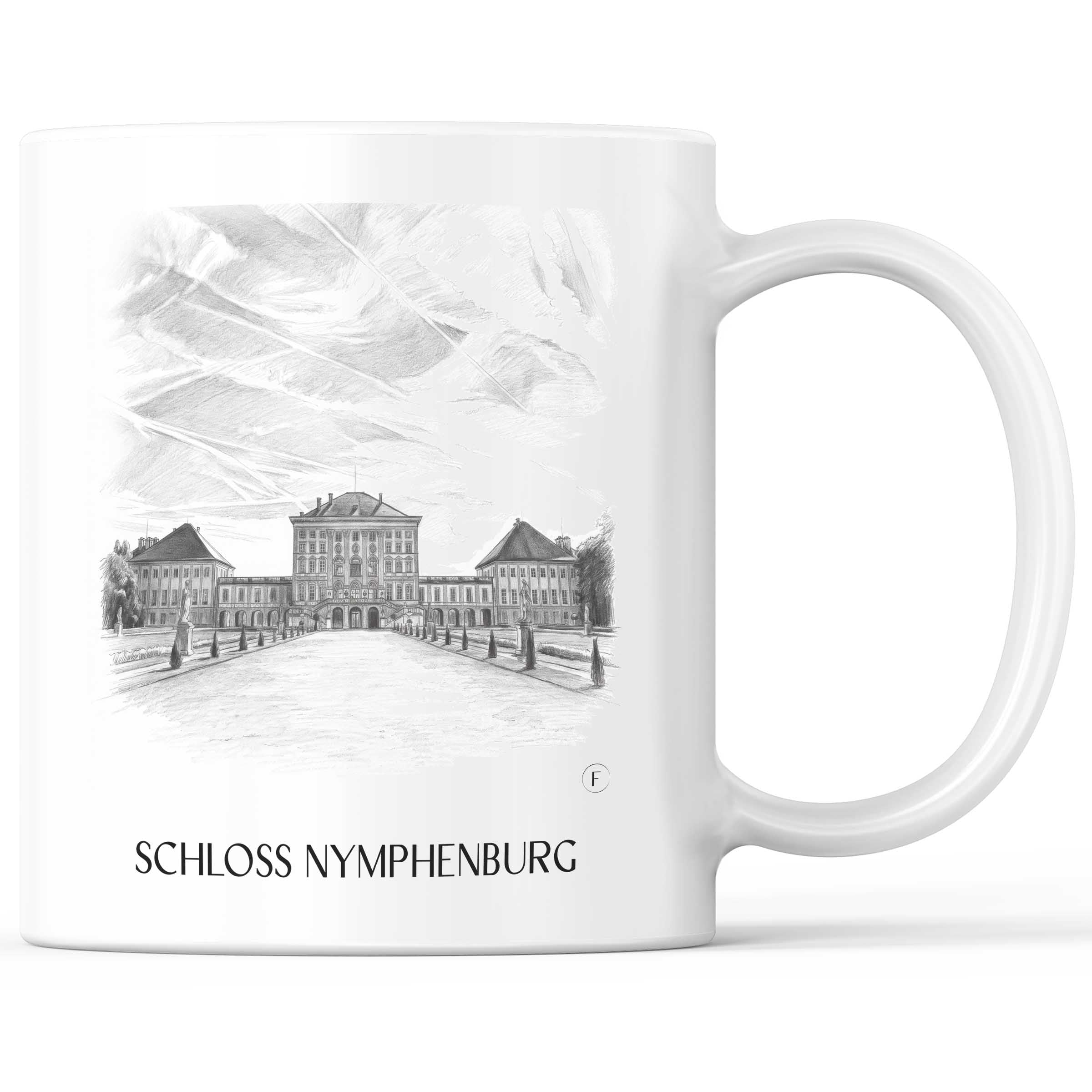 Schloss Nymphenburg Kaffeebecher - München - Deutschland Becher - Kaffeetasse im Zeichnung Stil