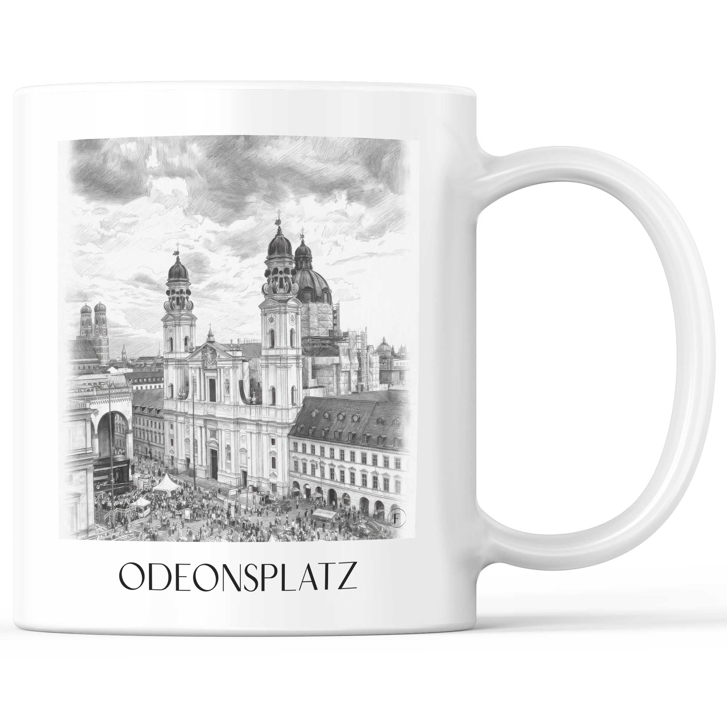 Odeonsplatz Kaffeebecher - München - Deutschland Becher - Kaffeetasse im Zeichnung Stil