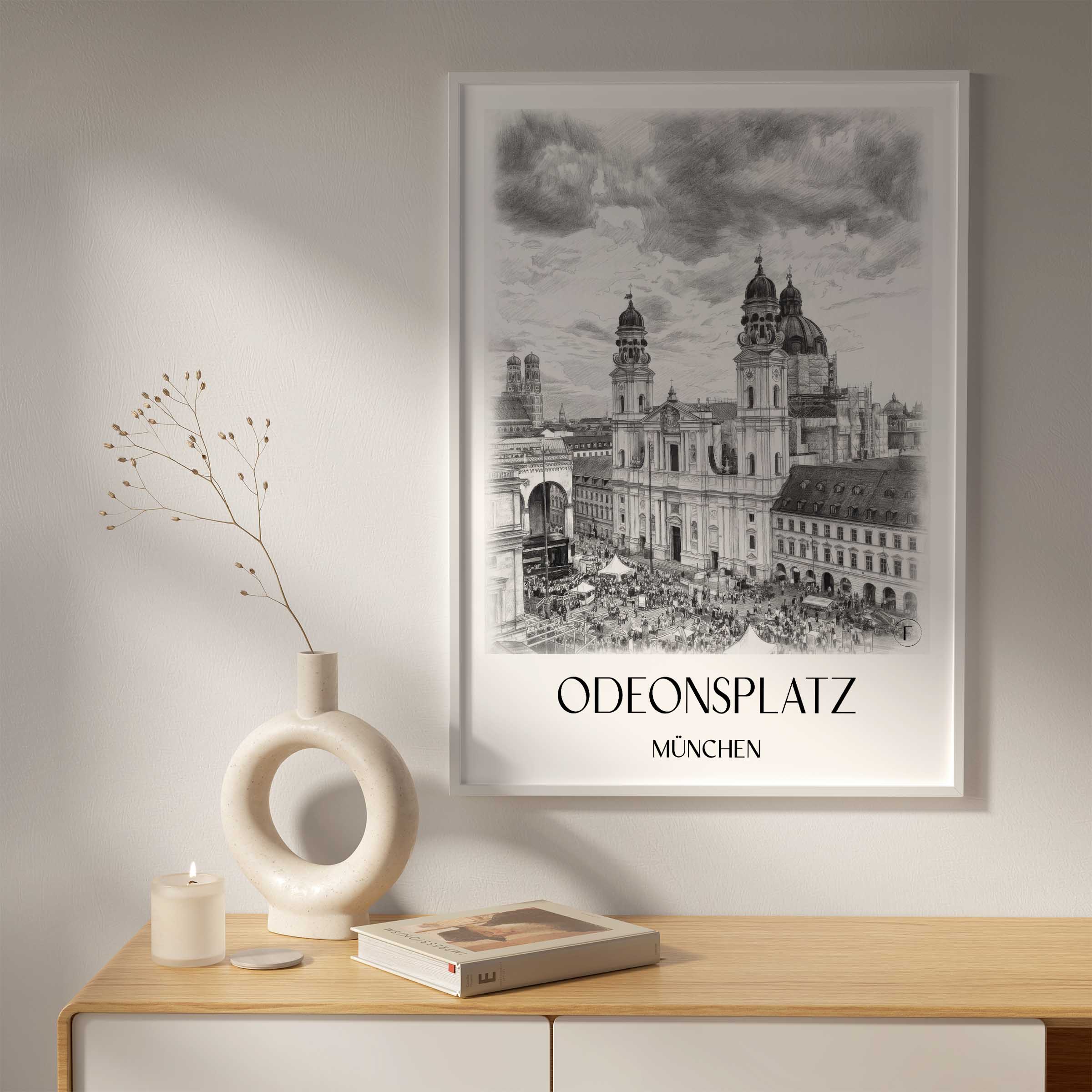 odeonsplatz-münchen-deutschland-poster-bleistift-zeichnung-drawing