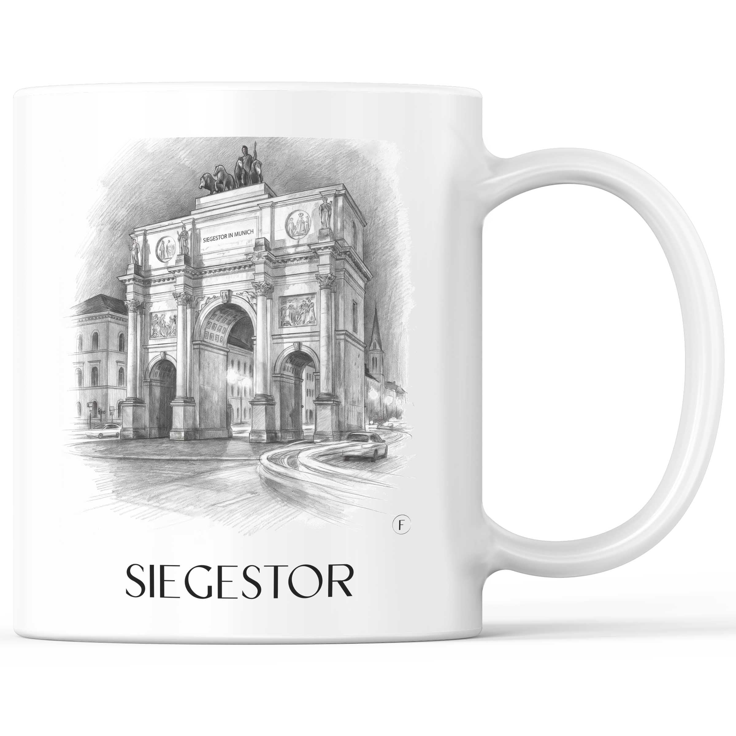 Siegestor Kaffeebecher - München - Deutschland Becher - Kaffeetasse im Zeichnung Stil