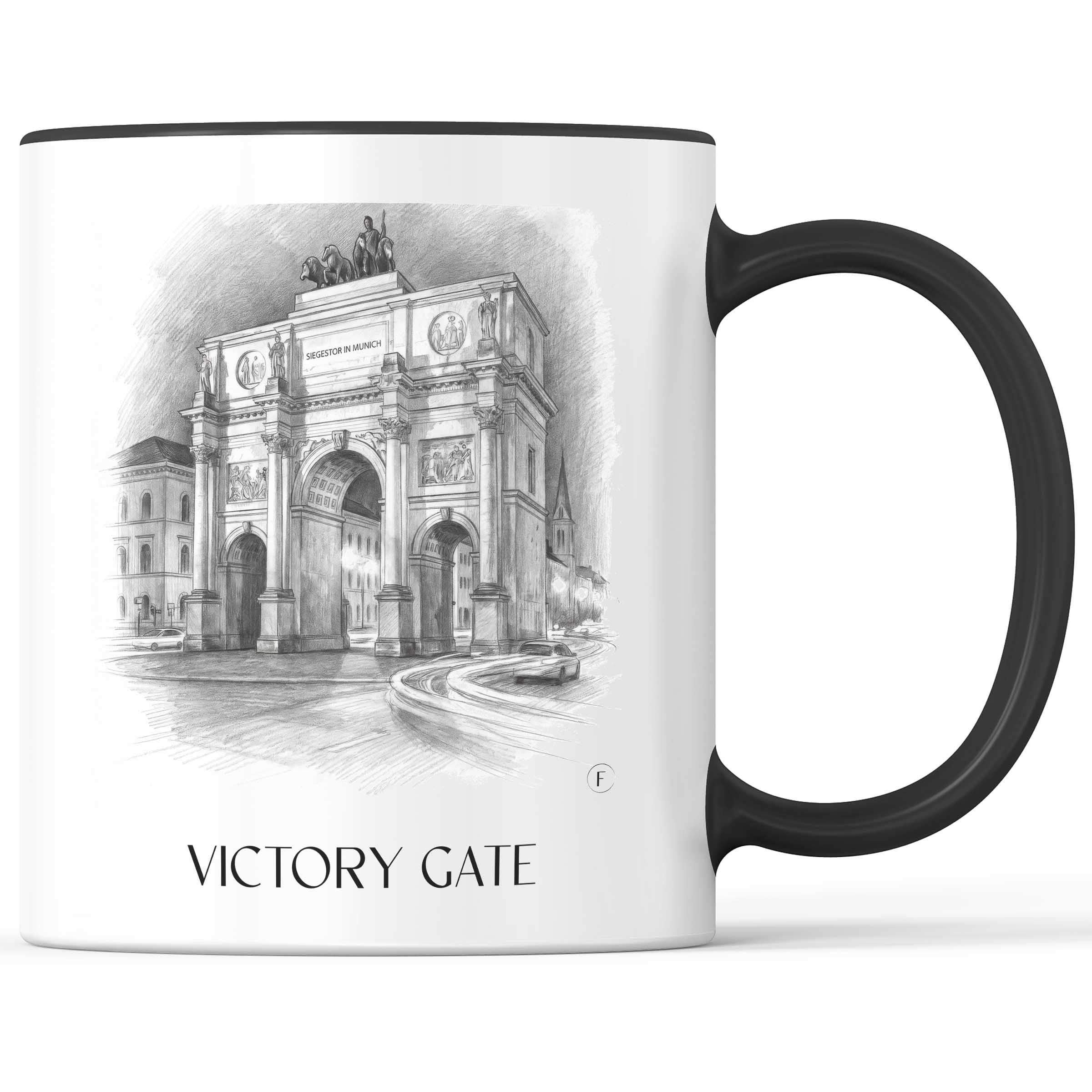 Siegestor Kaffeebecher - München - Deutschland Becher - Kaffeetasse im Zeichnung Stil
