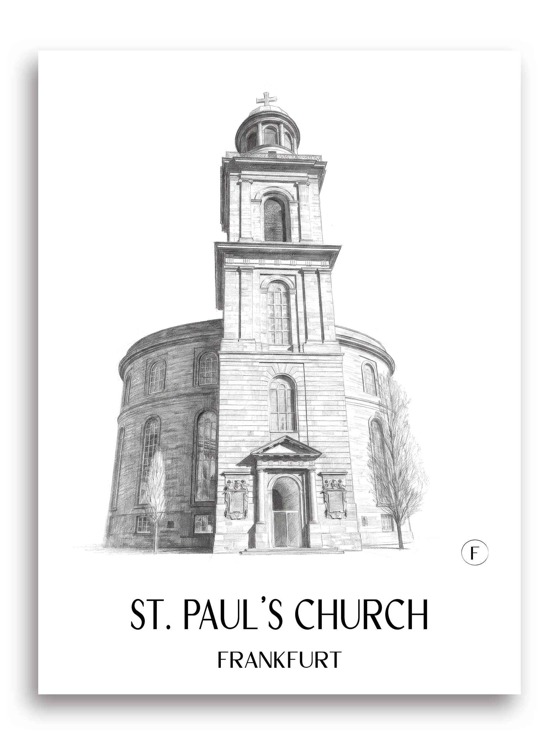 Paulskirche Poster - Frankfurt - Deutschland Kunstdruck - Zeichnung von A4 bis A1